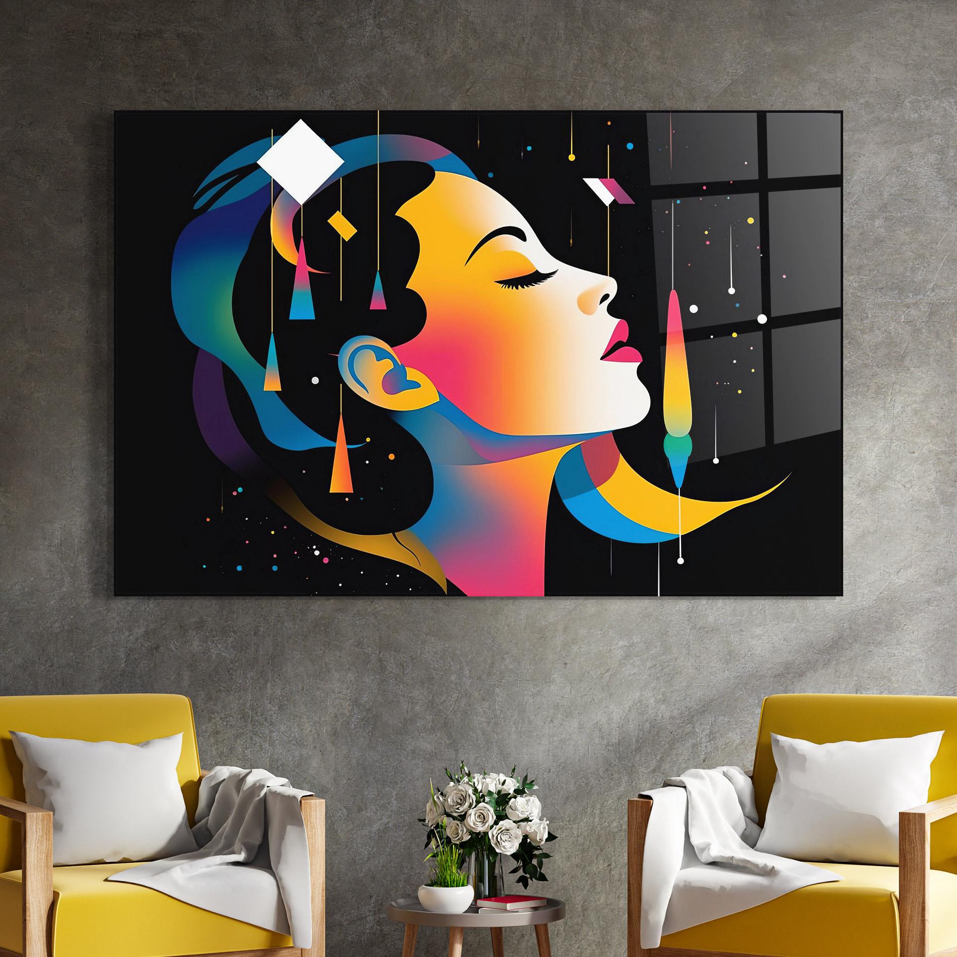 Tablou Sticla Dreamy Night Female mockup 4