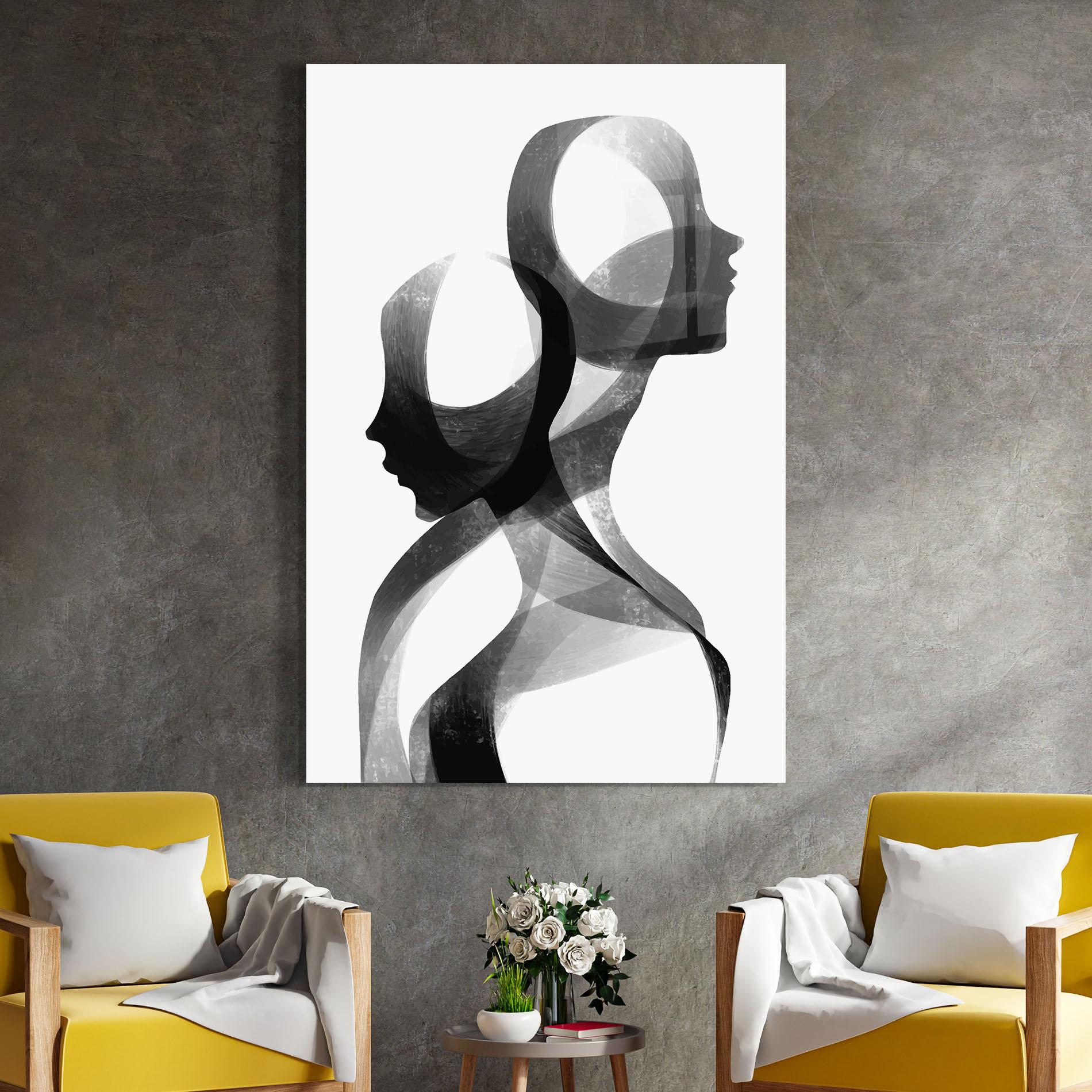 Tablou Sticla Abstract Grey Couple mockup 4