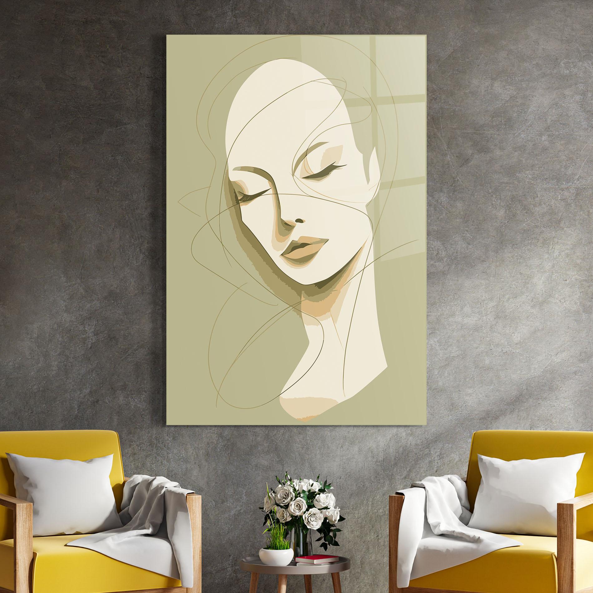 Tablou Sticla Cream Woman Head mockup 4