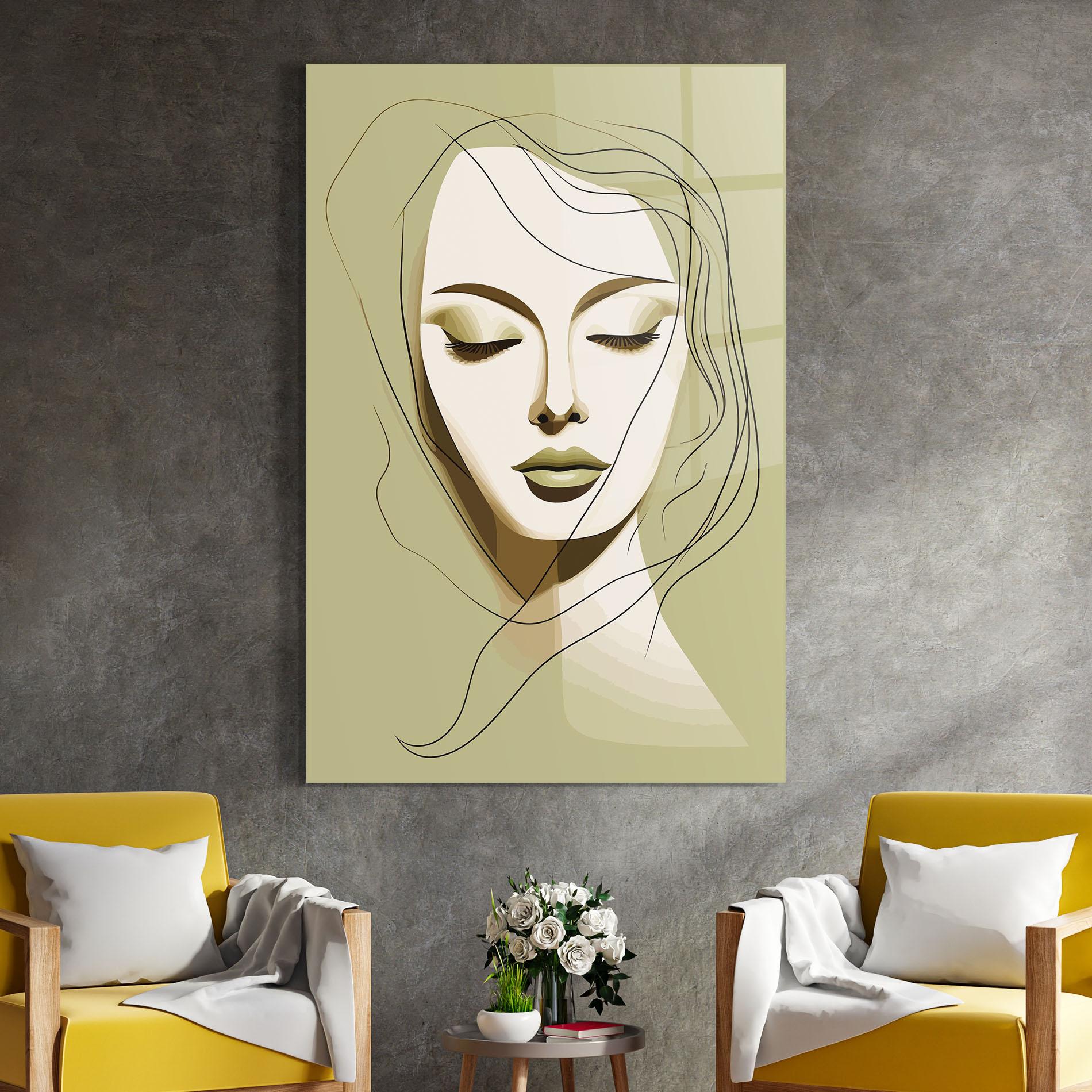 Tablou Sticla Cream Womans Face mockup 4