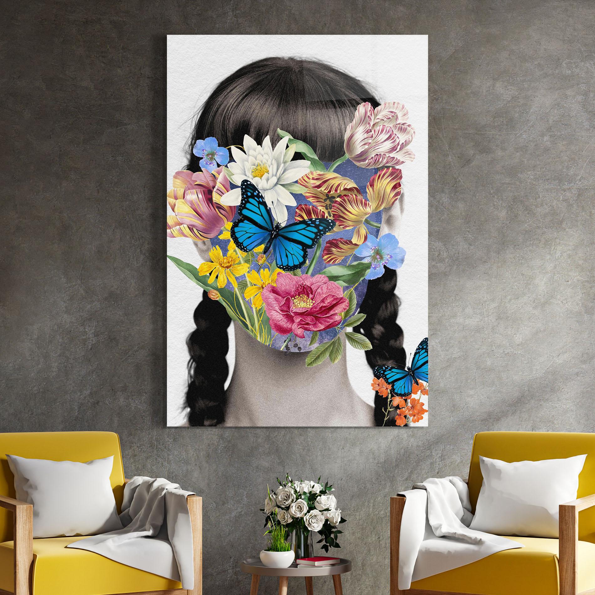 Tablou Sticla Flower Face Woman mockup 4