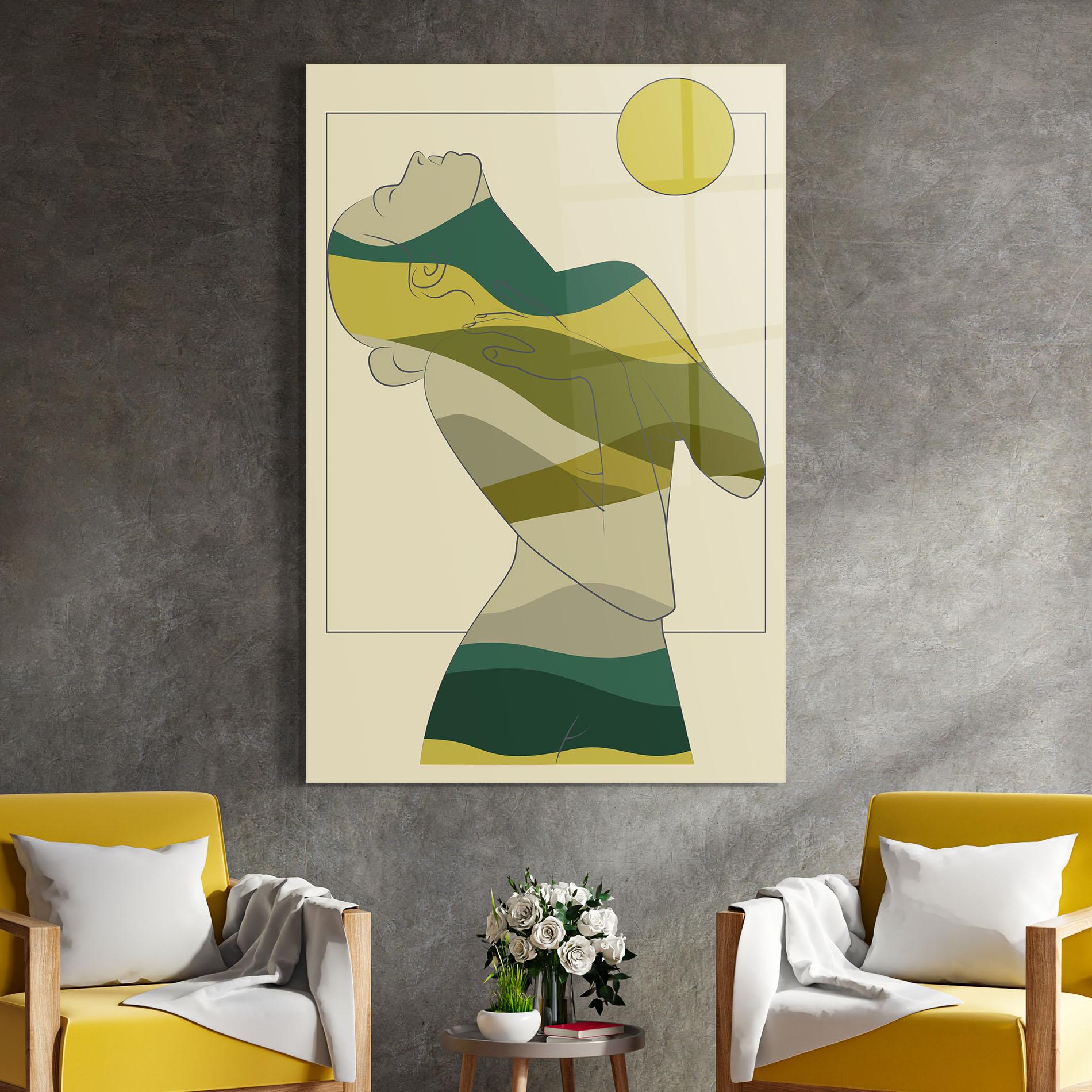 Tablou Sticla Green Nature Woman mockup 4