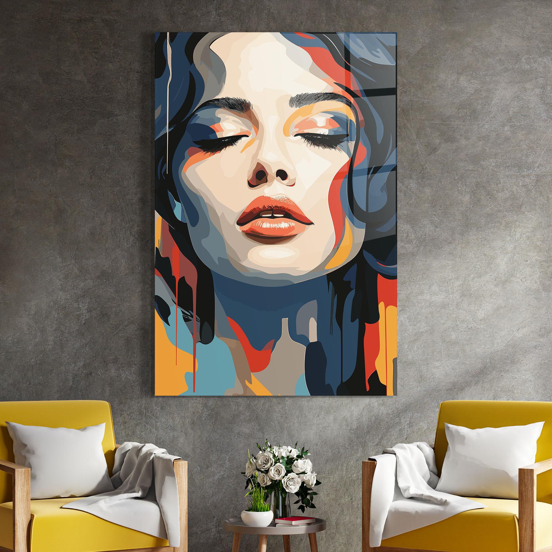 Tablou Sticla Juicy Abstract Lips mockup 4