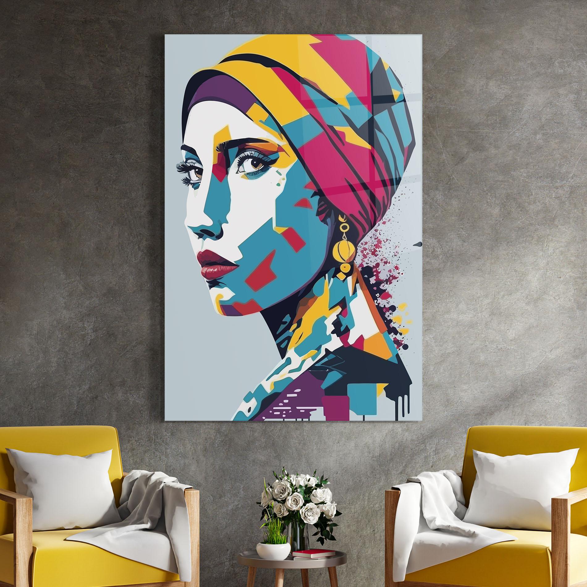 Tablou Sticla Long Face Woman mockup 4