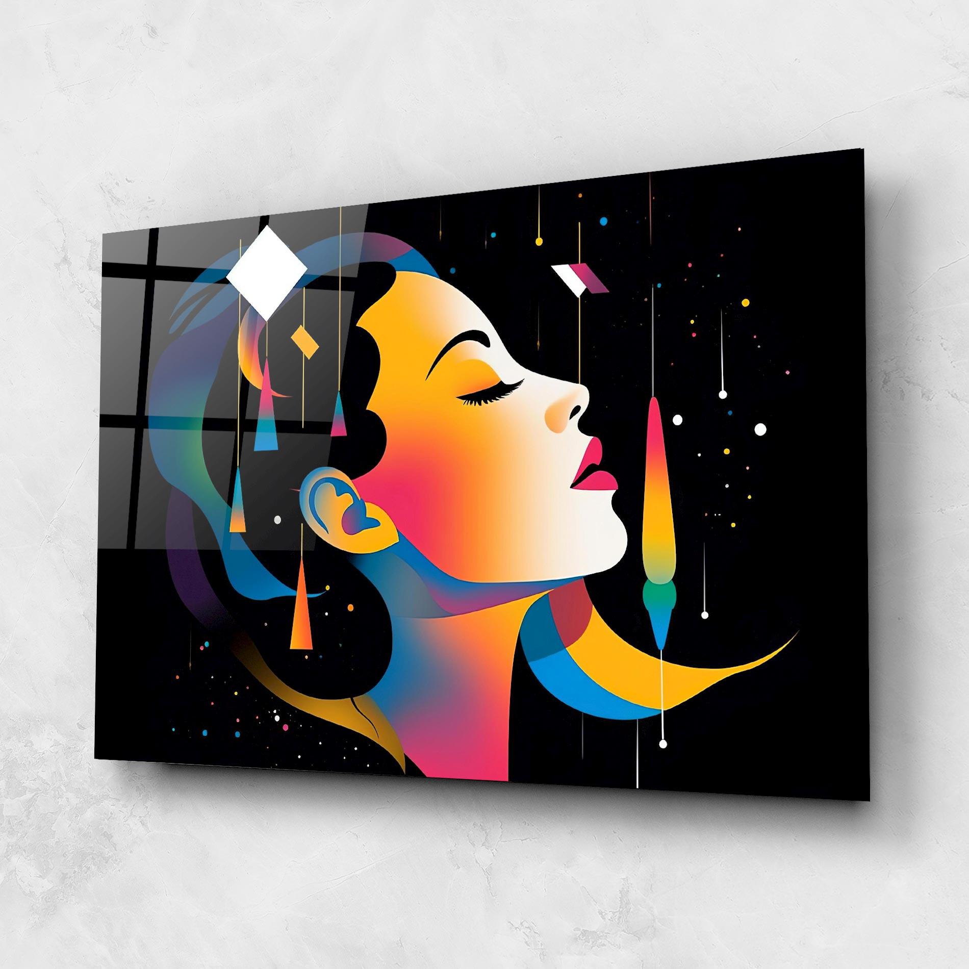 Tablou Sticla Dreamy Night Female mockup 1