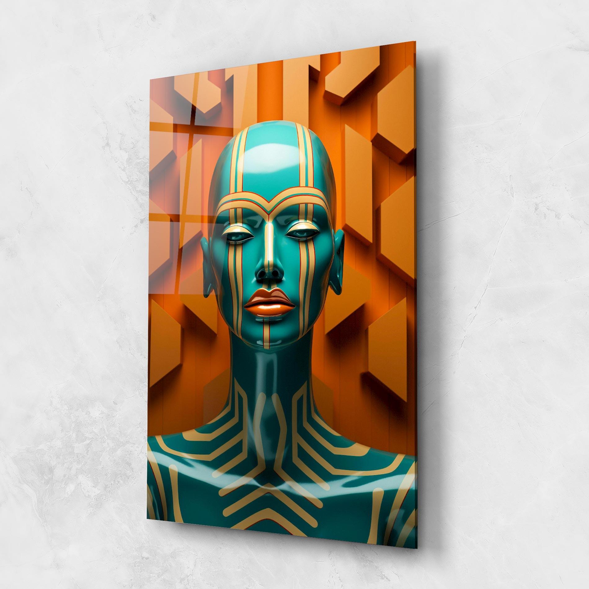 Tablou Sticla Abstract Blue Woman mockup 1