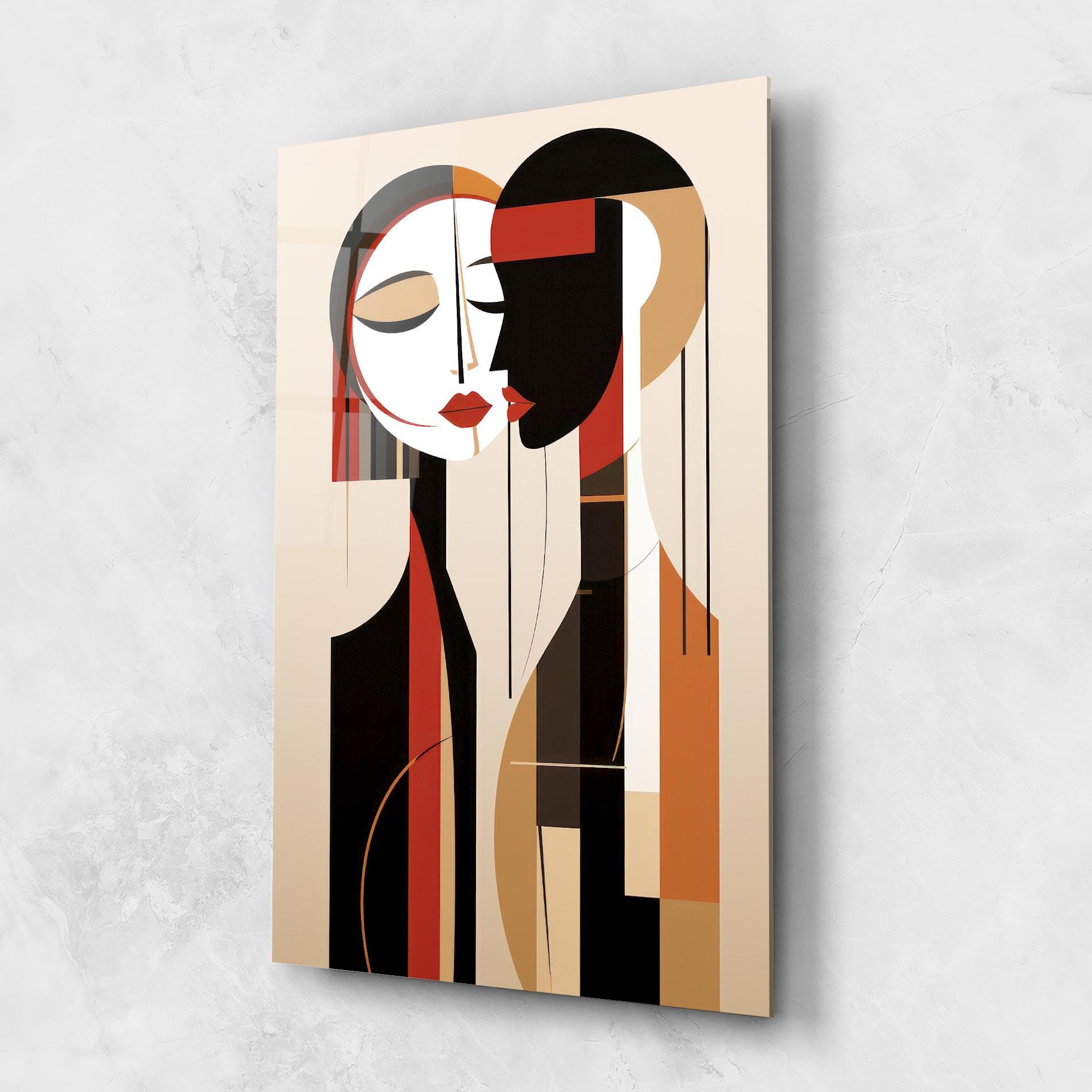 Tablou Sticla Abstract Couple Kissing mockup 1