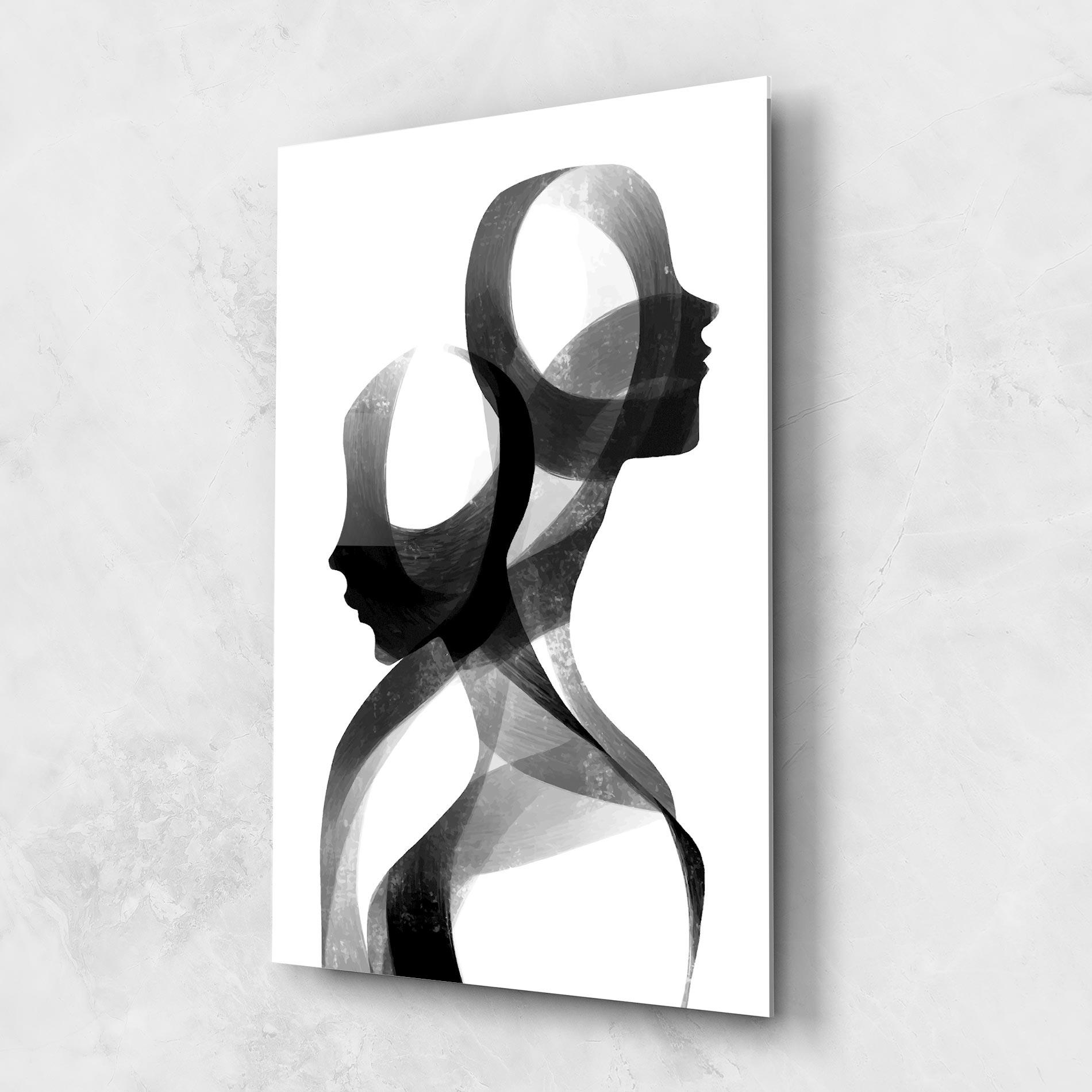 Tablou Sticla Abstract Grey Couple mockup 1