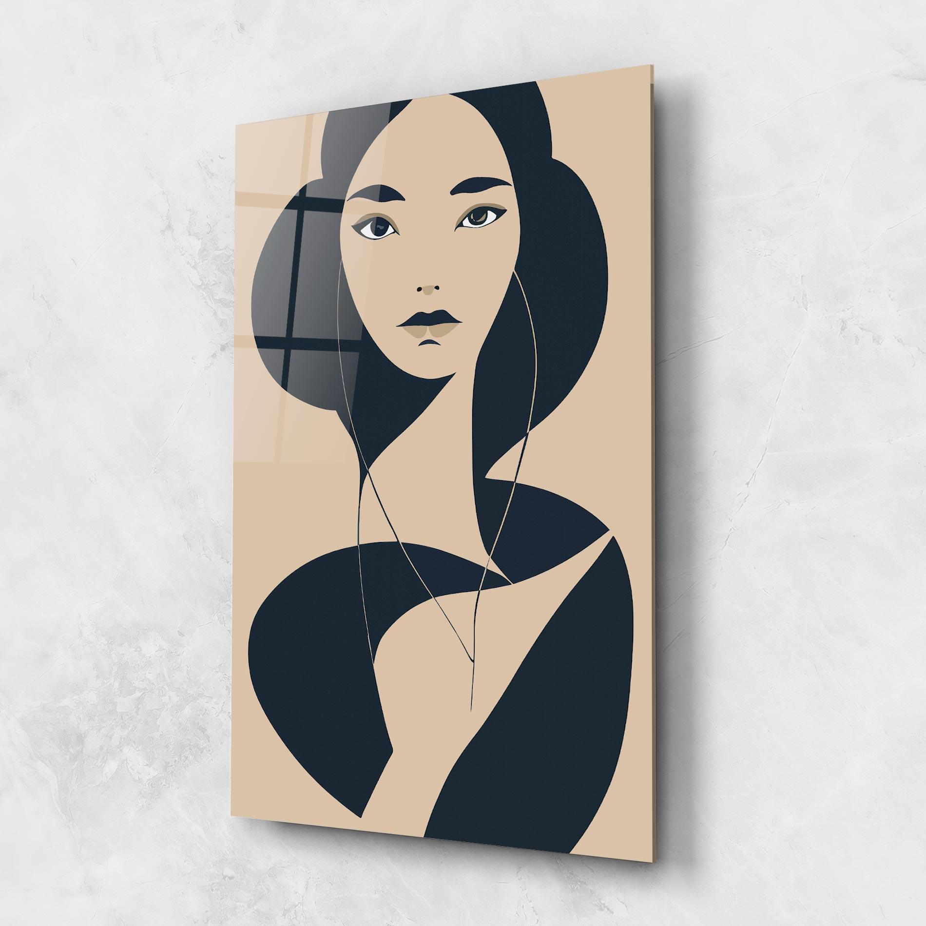 Tablou Sticla Cream Blue Woman mockup 1