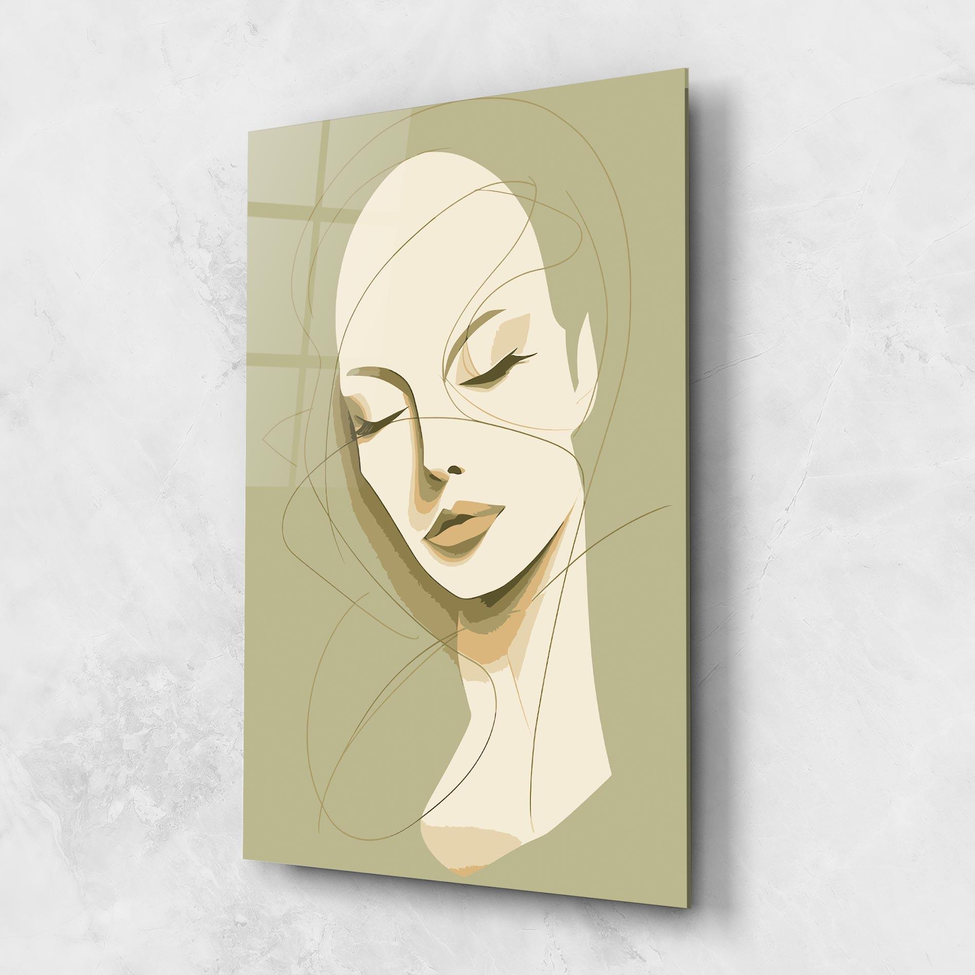 Tablou Sticla Cream Woman Head mockup 1