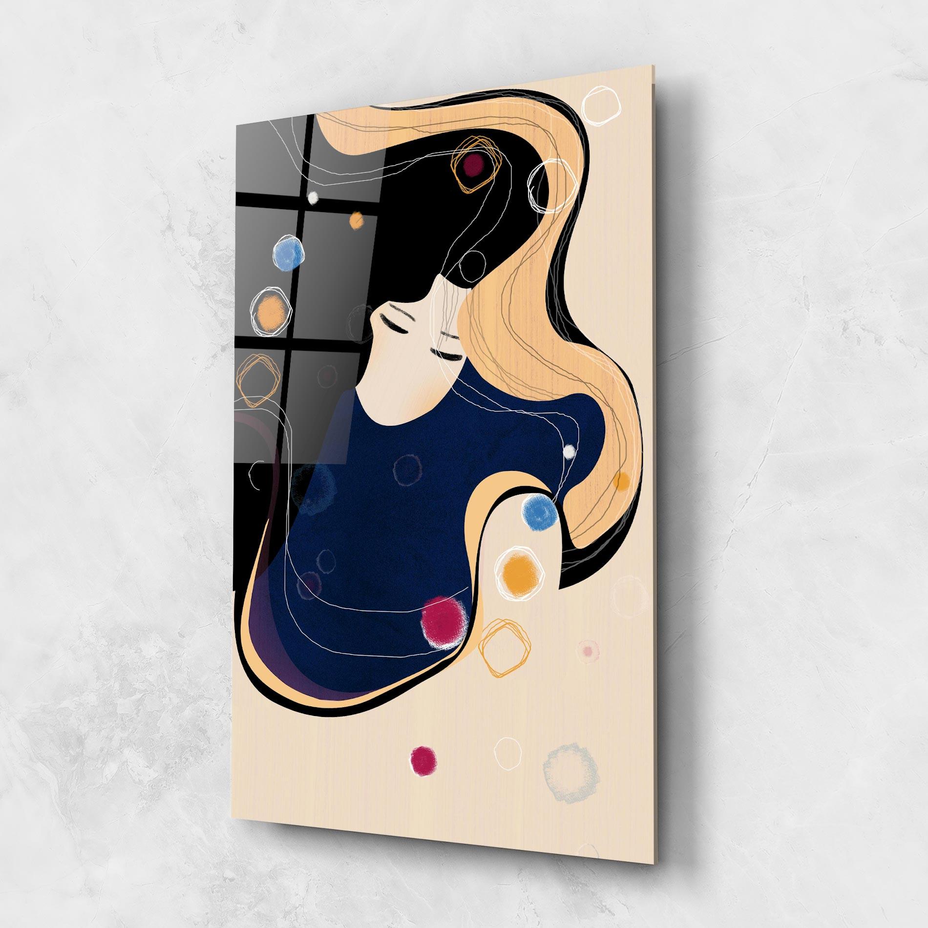 Tablou Sticla Decorative Girl Painting mockup 1