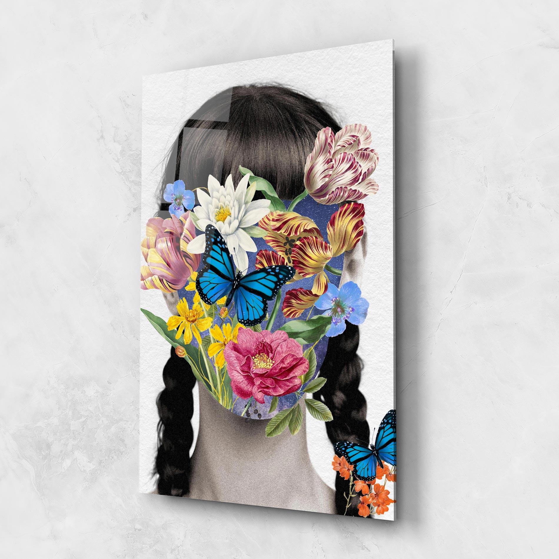 Tablou Sticla Flower Face Woman mockup 1