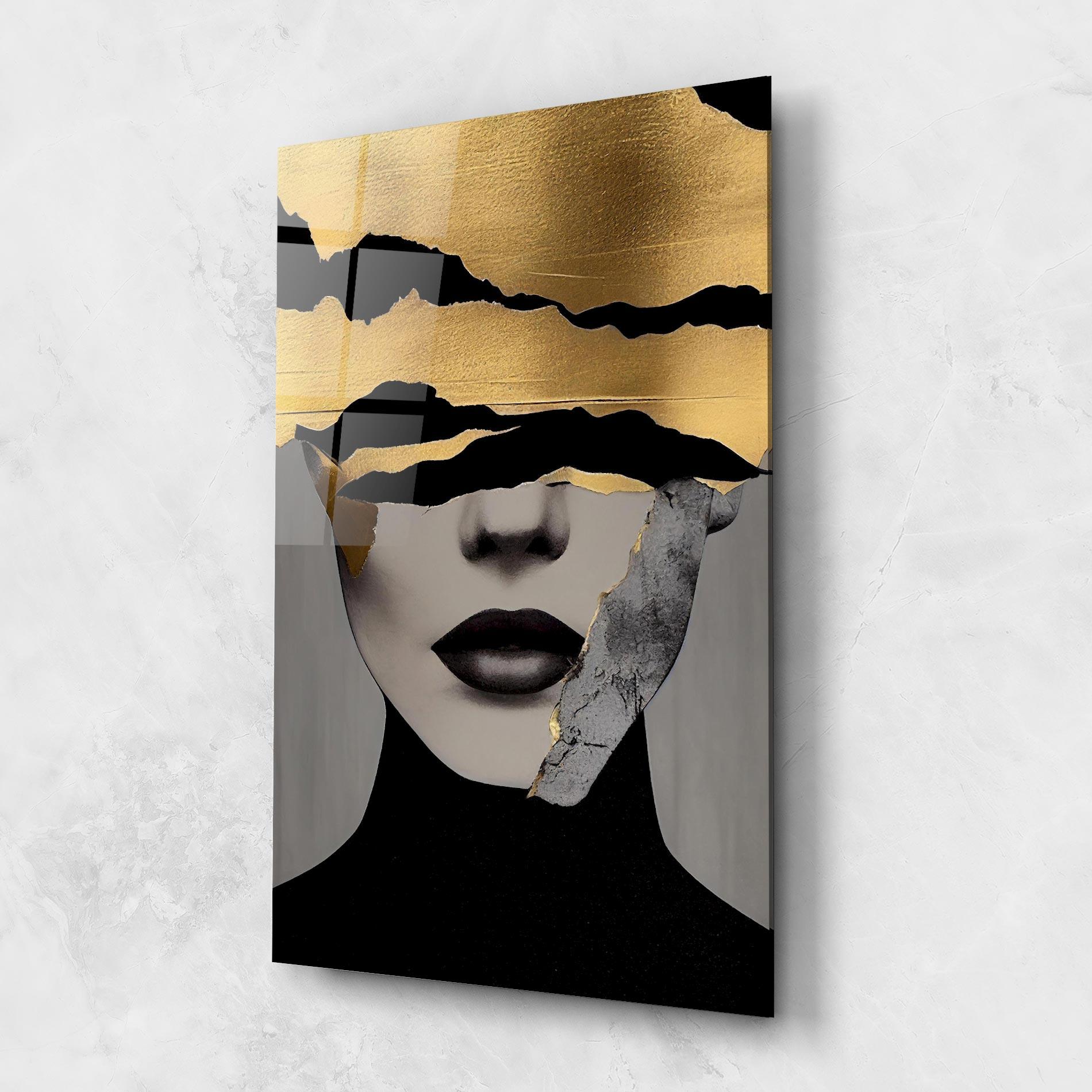 Tablou Sticla Modern Golden Paint mockup 1