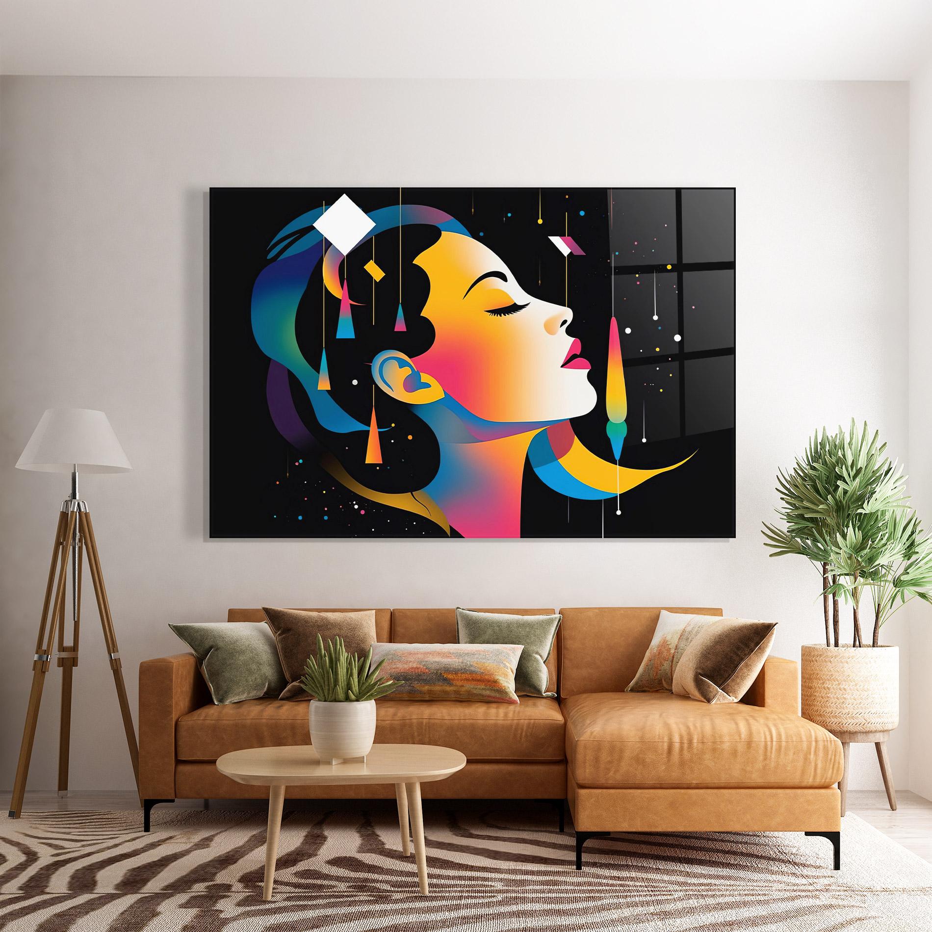 Tablou Sticla Dreamy Night Female mockup 7