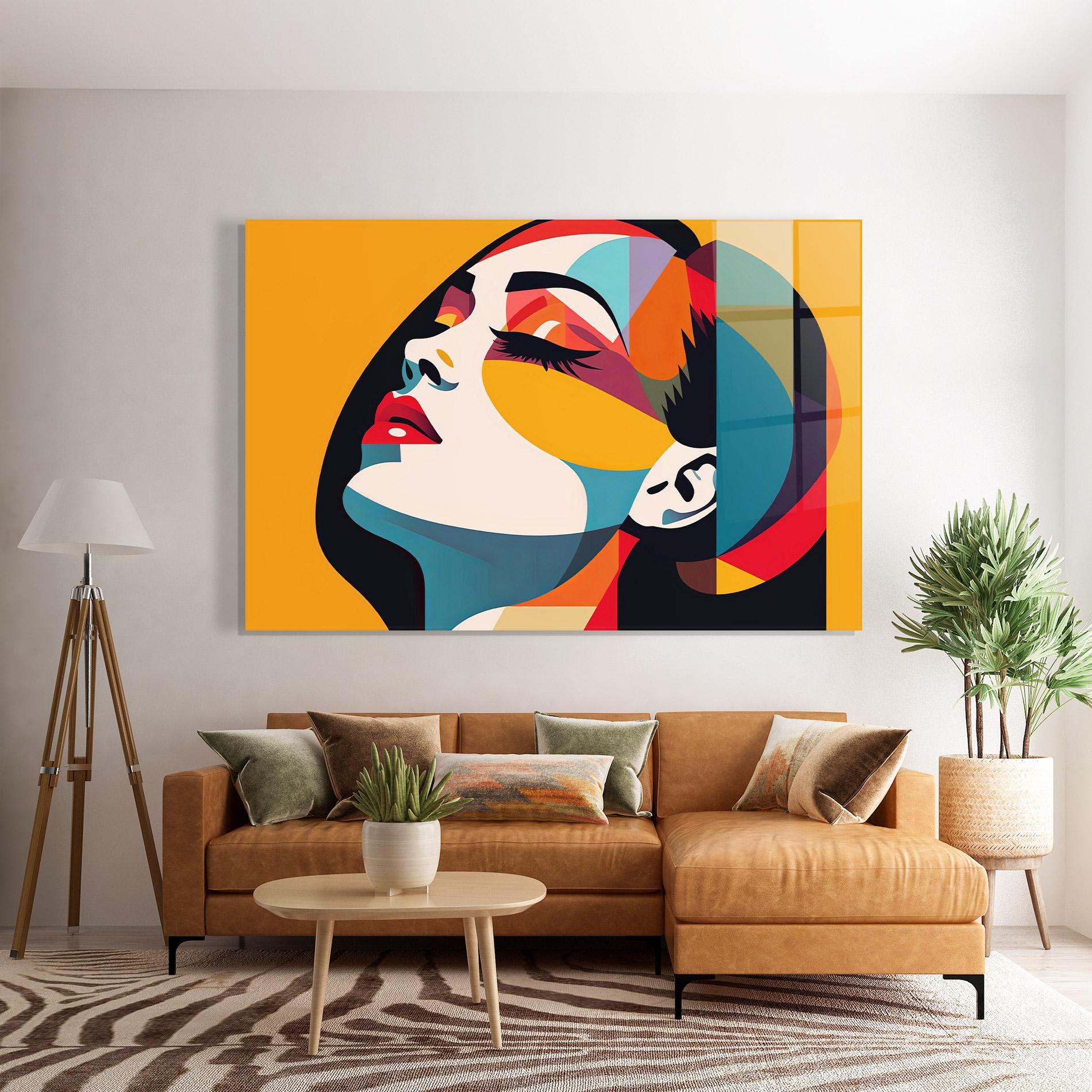 Tablou Sticla Dreamy Yellow Female mockup 7