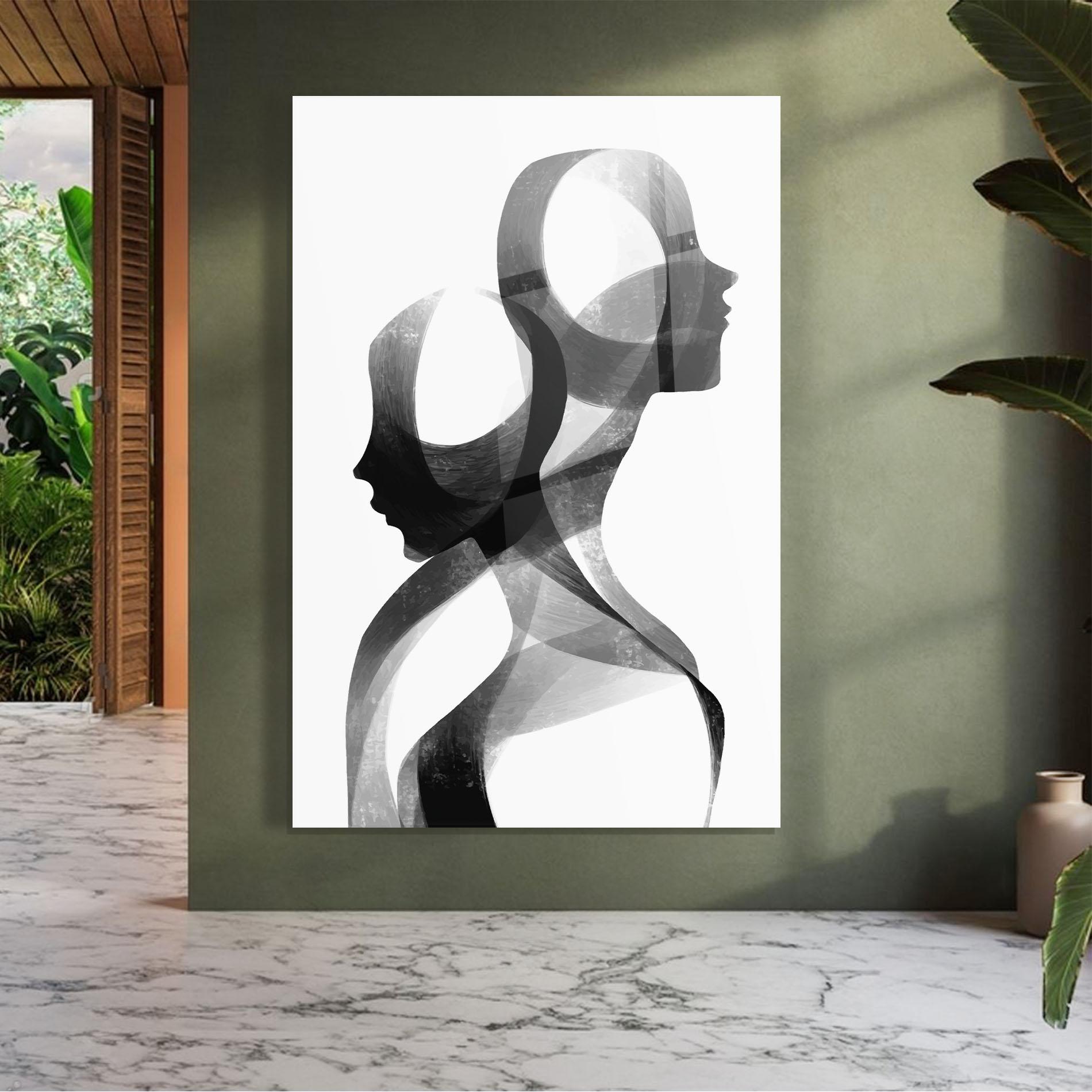 Tablou Sticla Abstract Grey Couple mockup 7