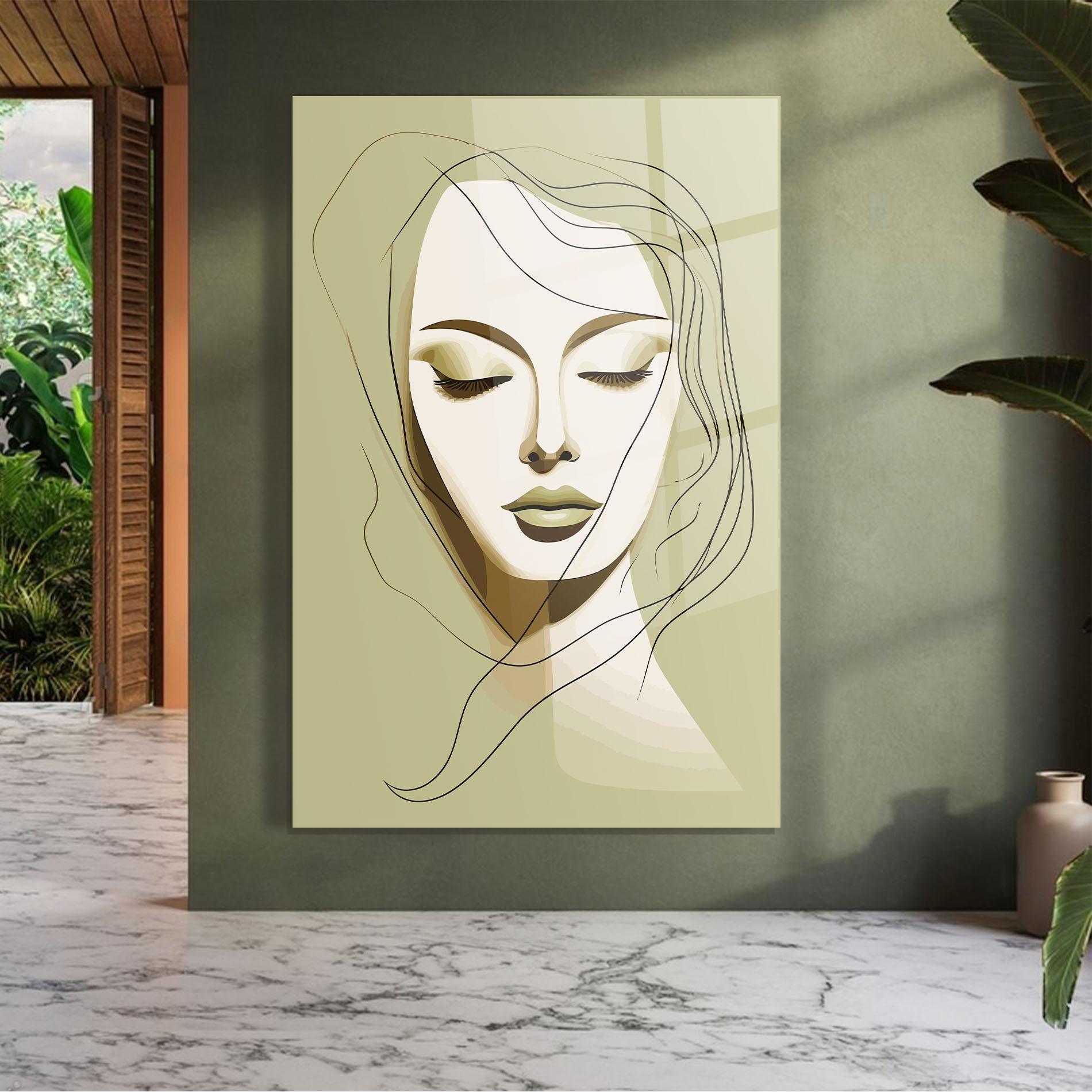 Tablou Sticla Cream Womans Face mockup 7