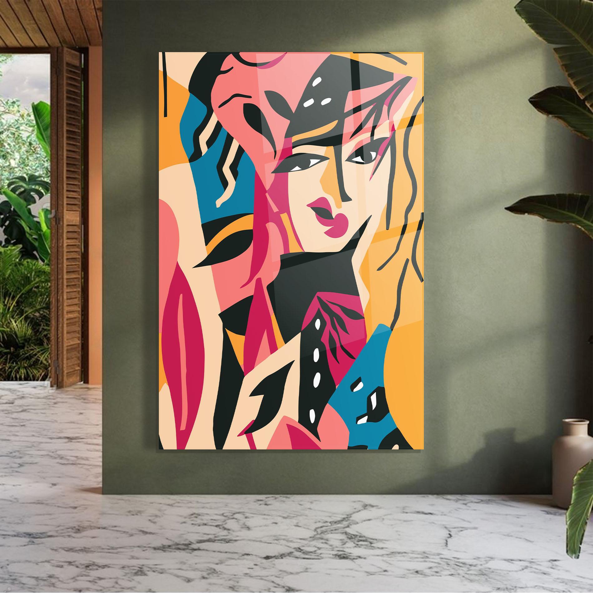 Tablou Sticla Crowd Face mockup 7