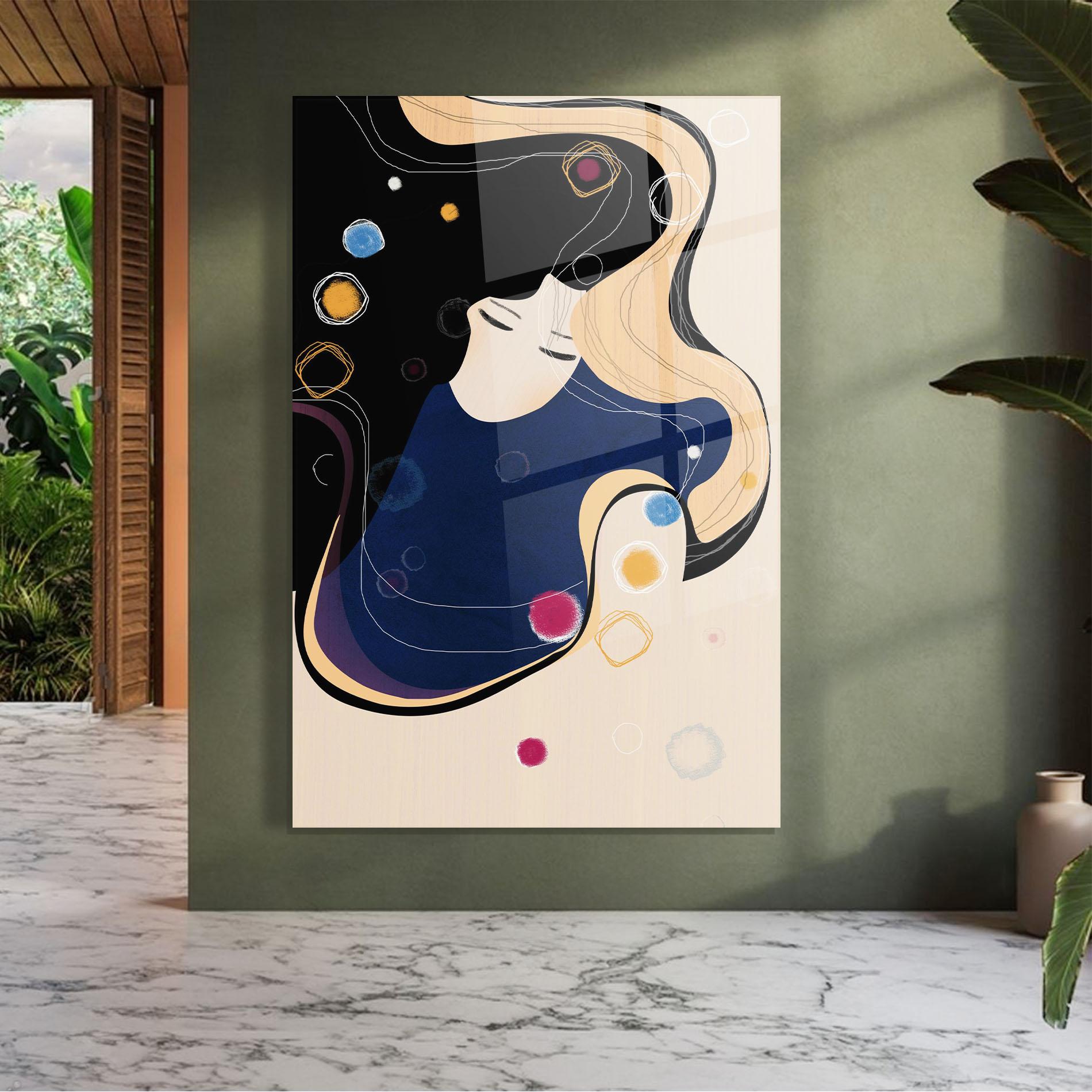 Tablou Sticla Decorative Girl Painting mockup 7