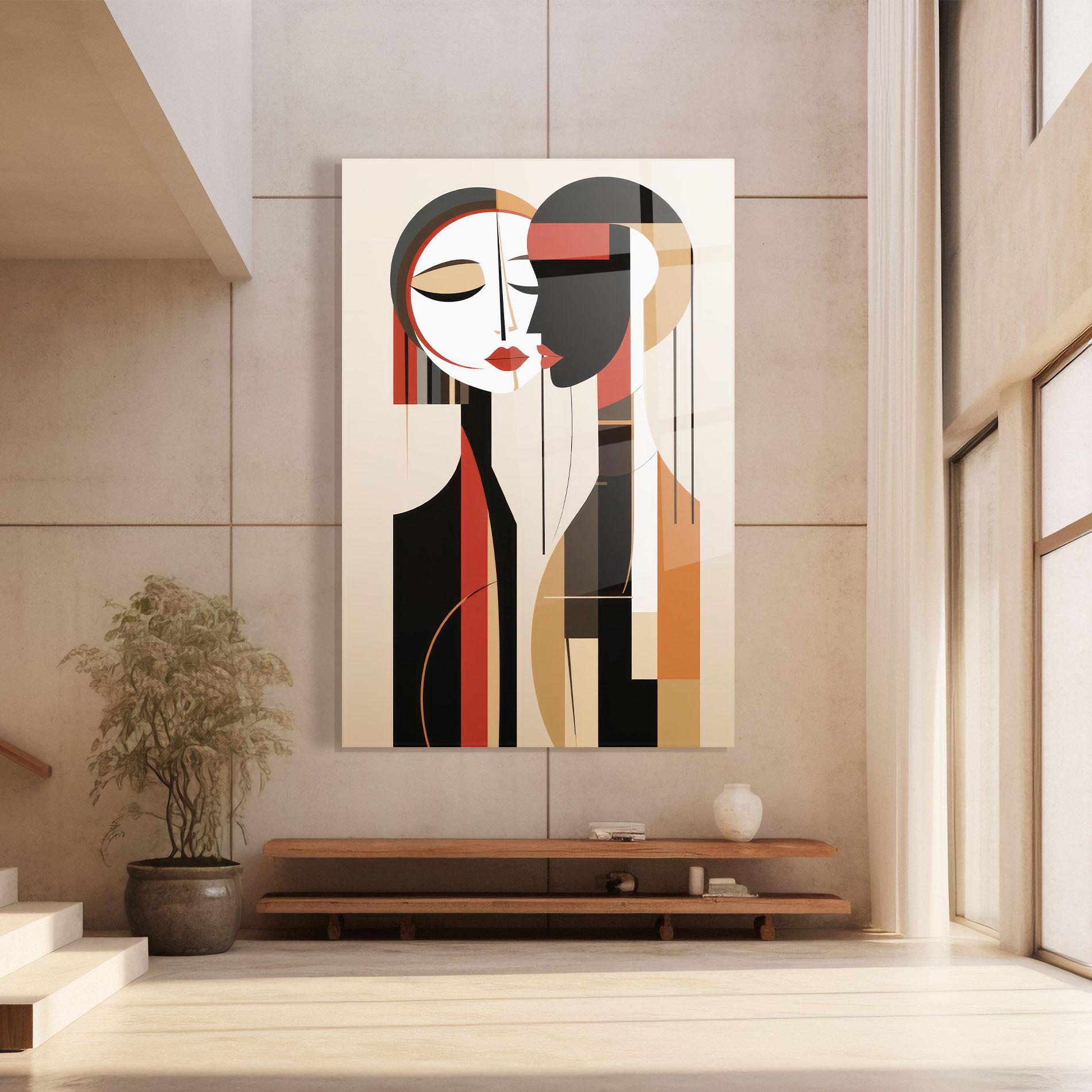 Tablou Sticla Abstract Couple Kissing mockup 8