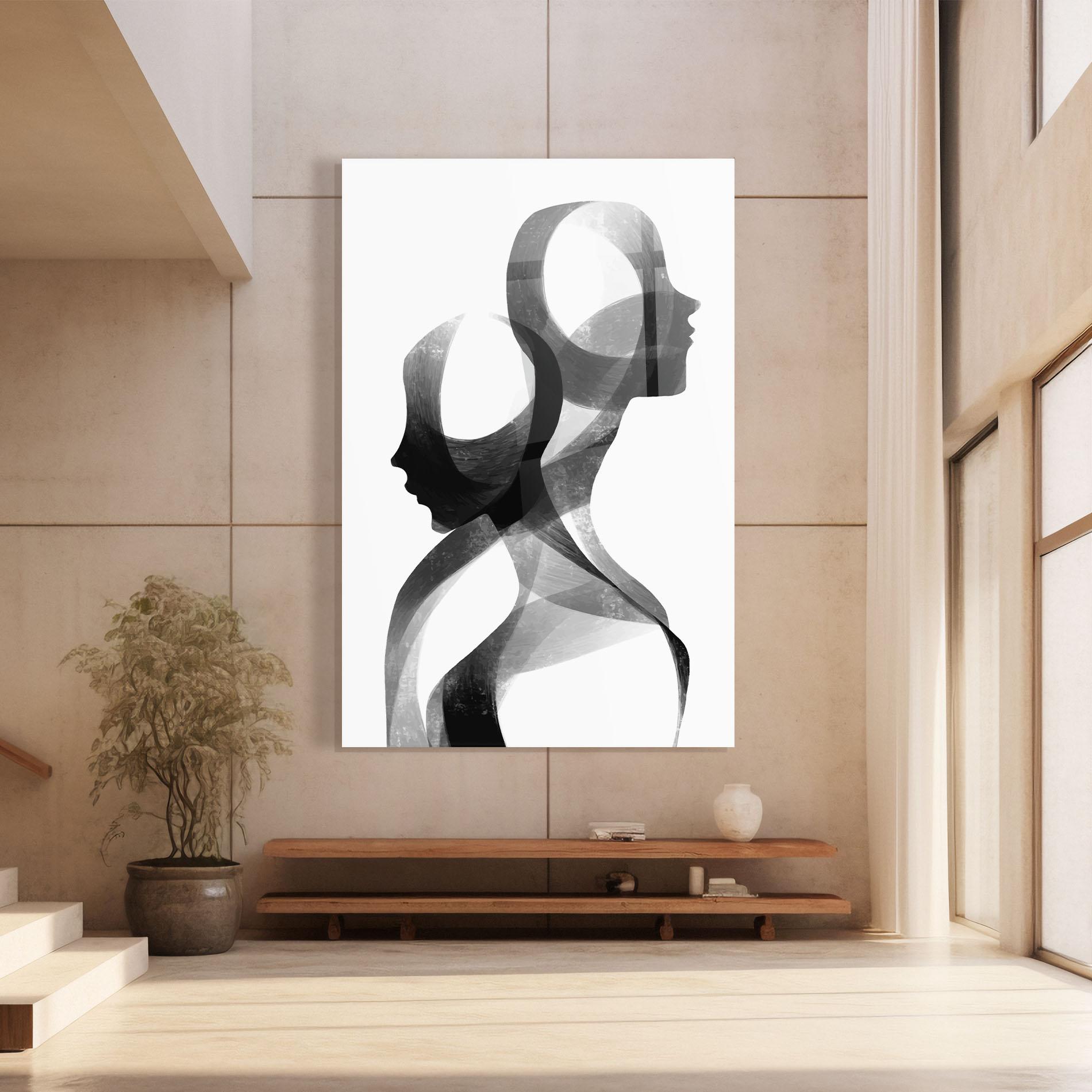 Tablou Sticla Abstract Grey Couple mockup 8