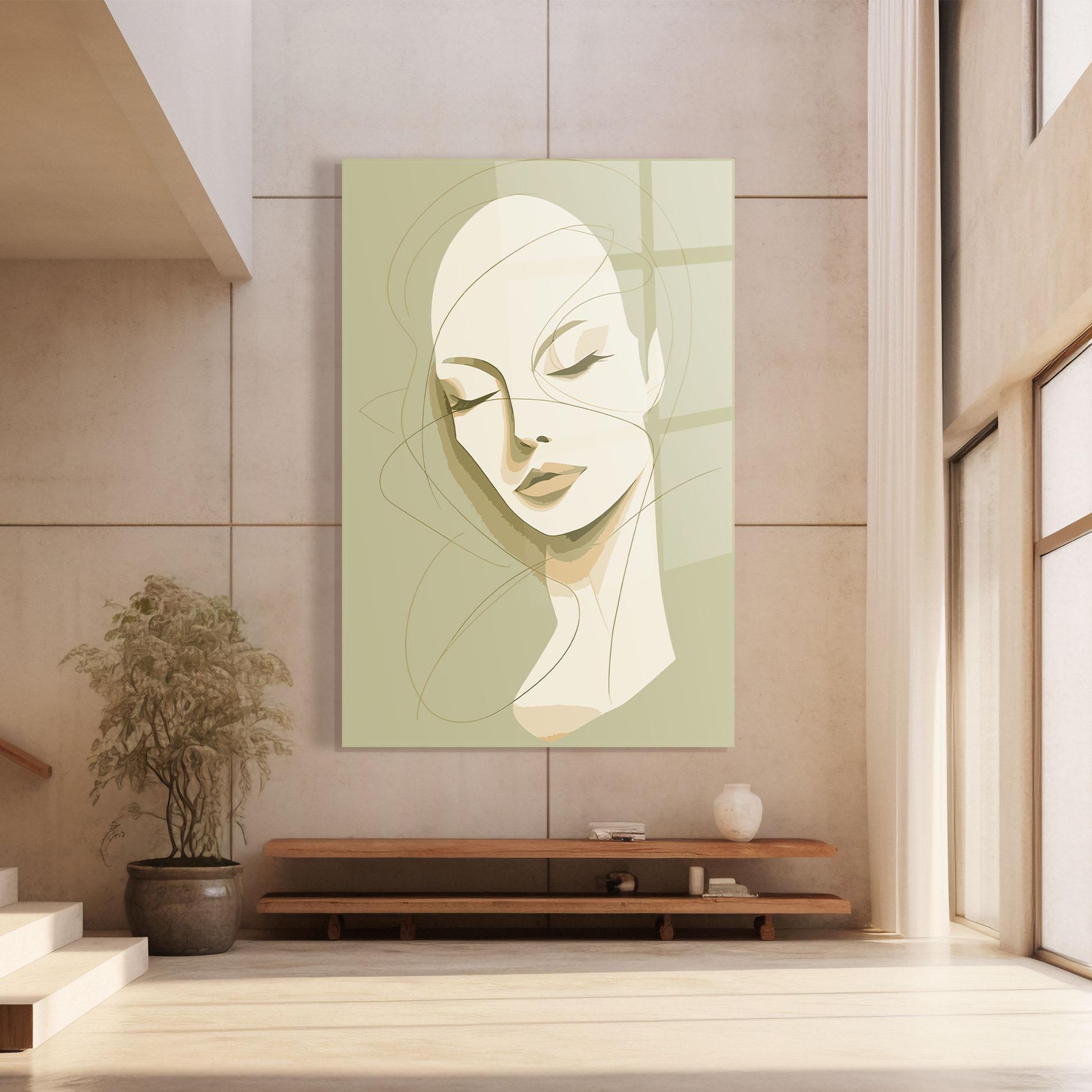 Tablou Sticla Cream Woman Head mockup 8