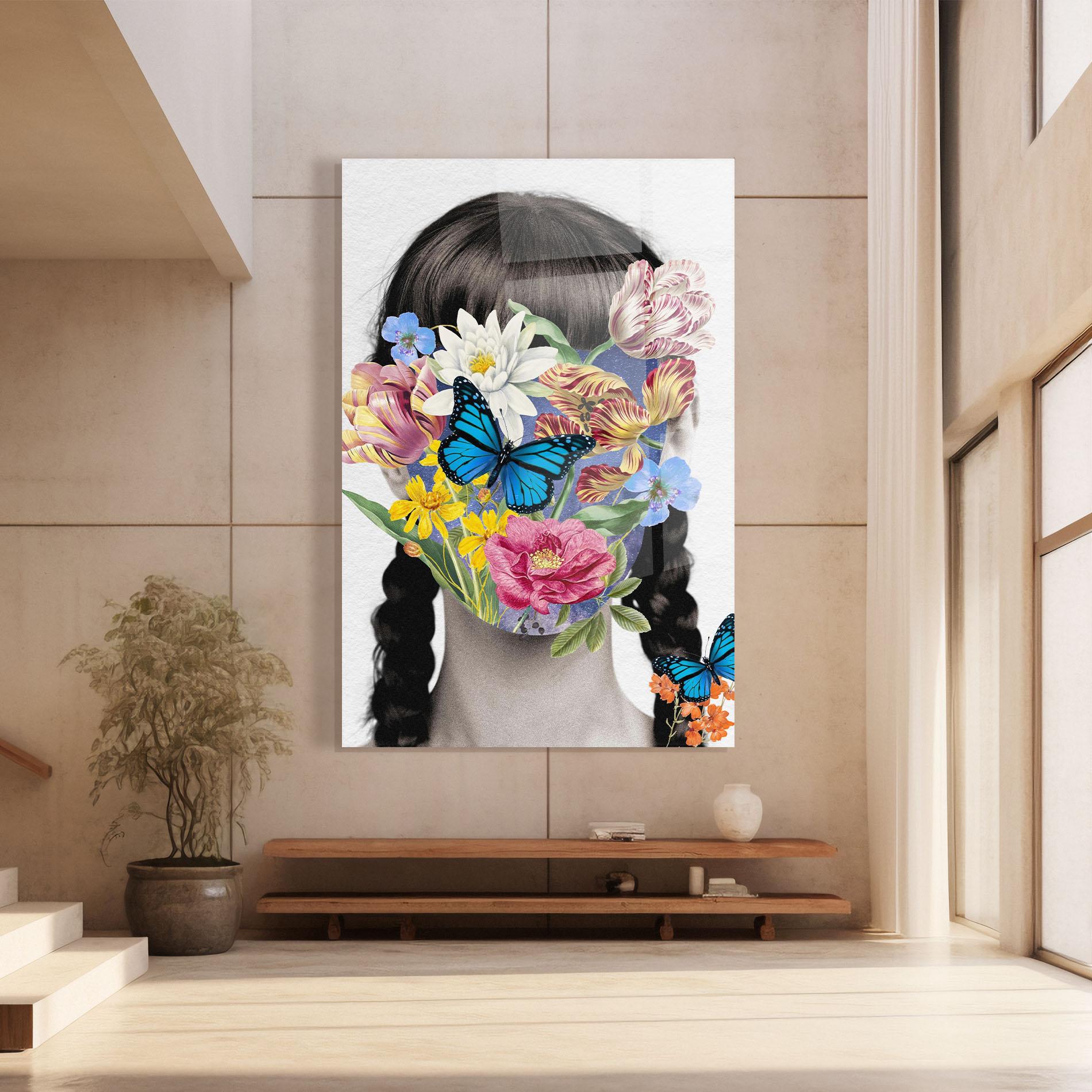 Tablou Sticla Flower Face Woman mockup 8
