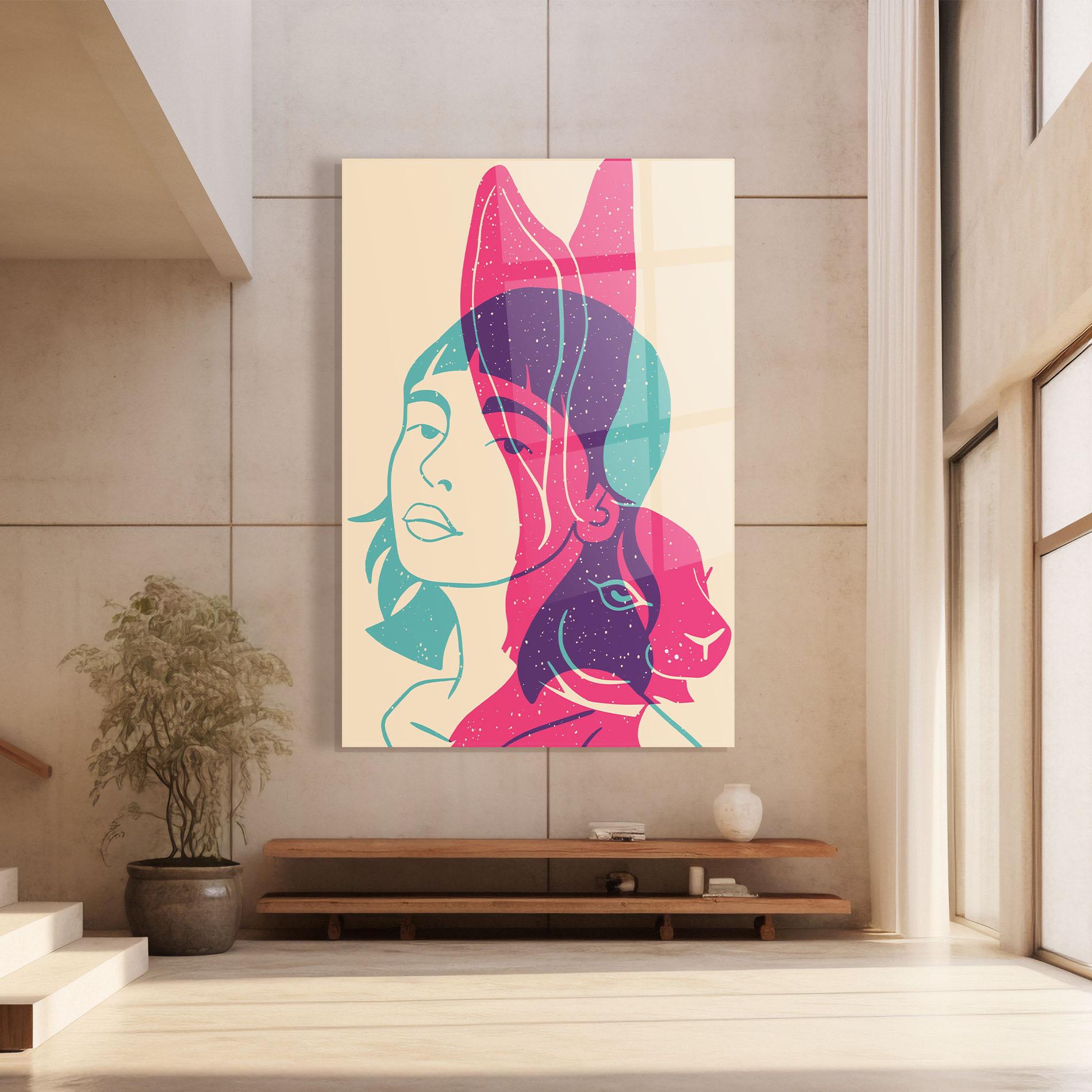 Tablou Sticla Girl Rabbit mockup 8