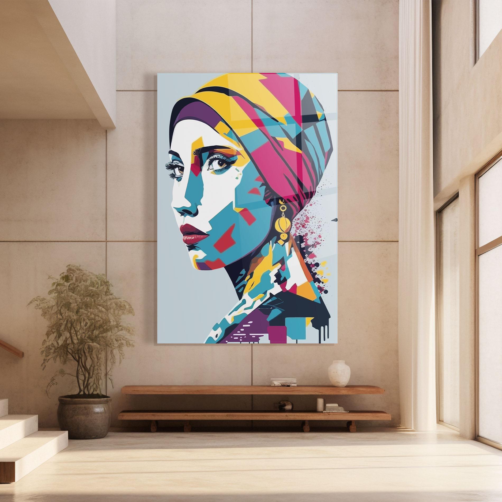 Tablou Sticla Long Face Woman mockup 8