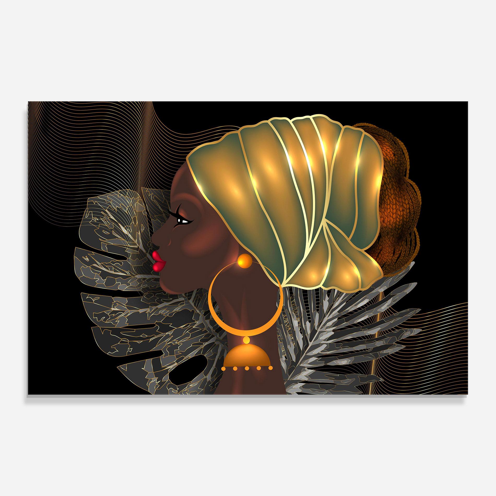 Tablou Sticla African Gold Leaf mockup 0