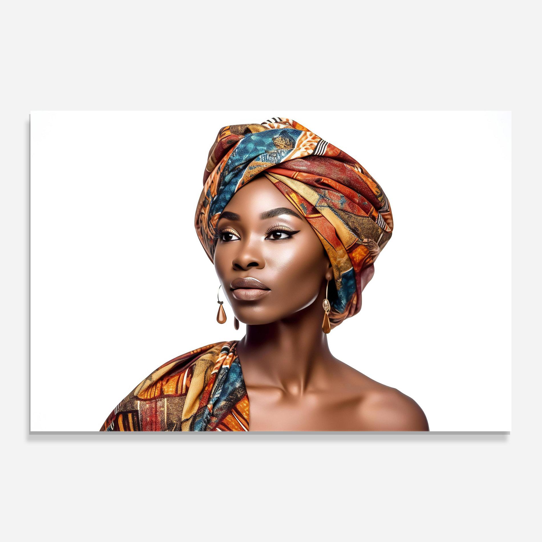 Tablou Sticla African Woman Turban mockup 0