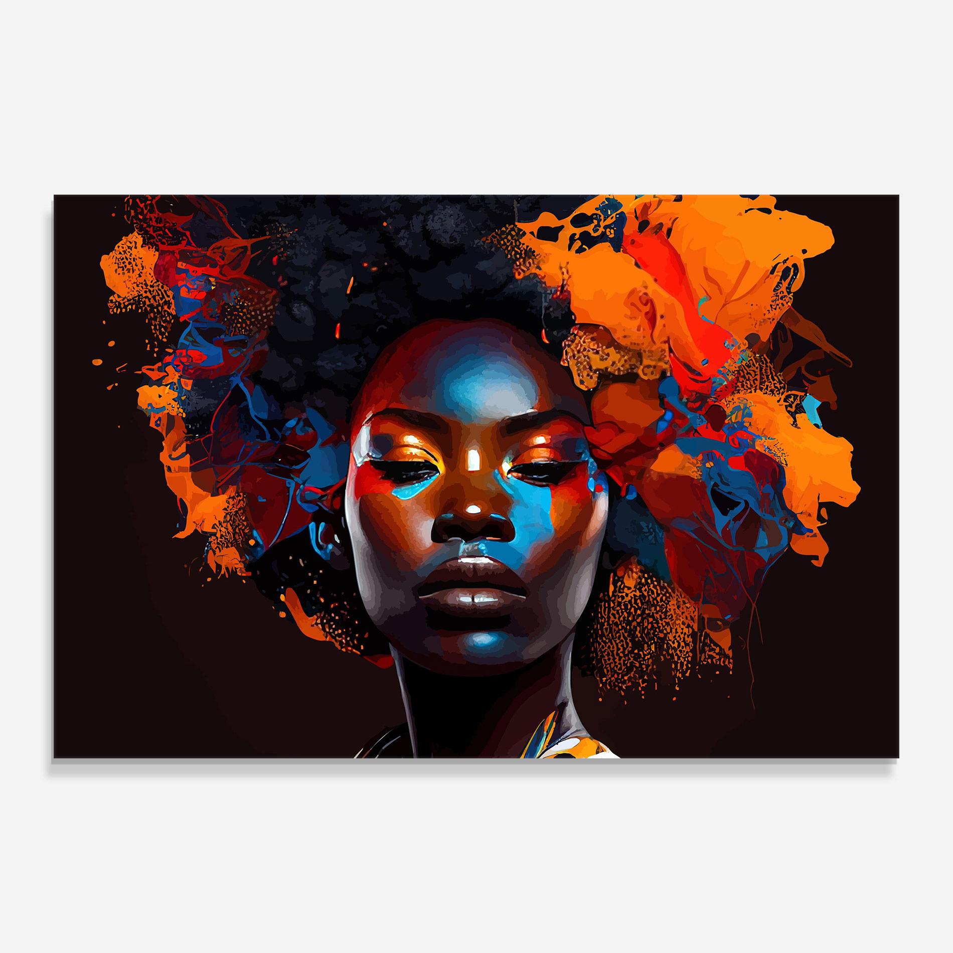 Tablou Sticla Africat Yellow Hair mockup 0