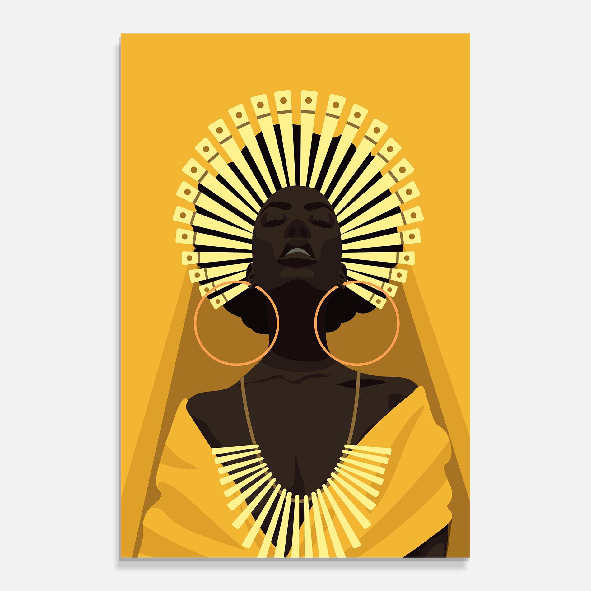 Tablou Sticla African Pretty Yellow mockup 0