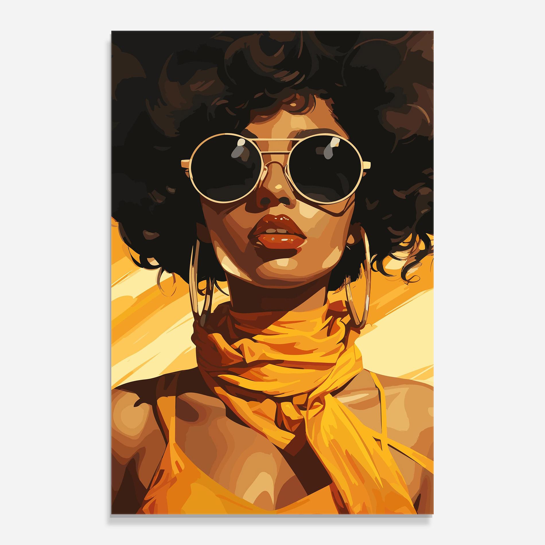 Tablou Sticla African Yellow Woman mockup 0