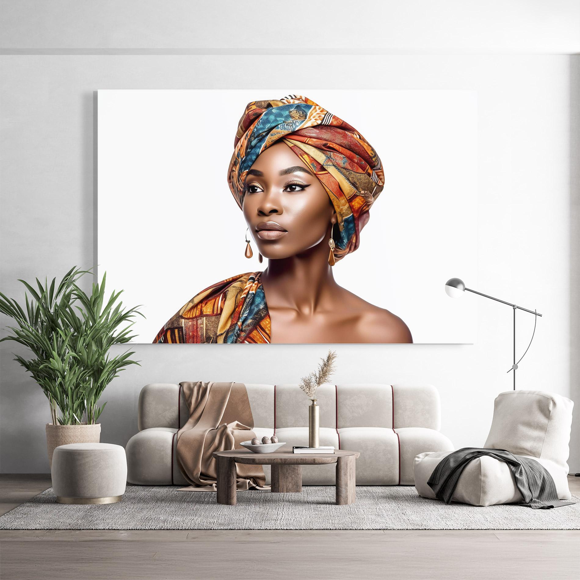 Tablou Sticla African Woman Turban mockup 9