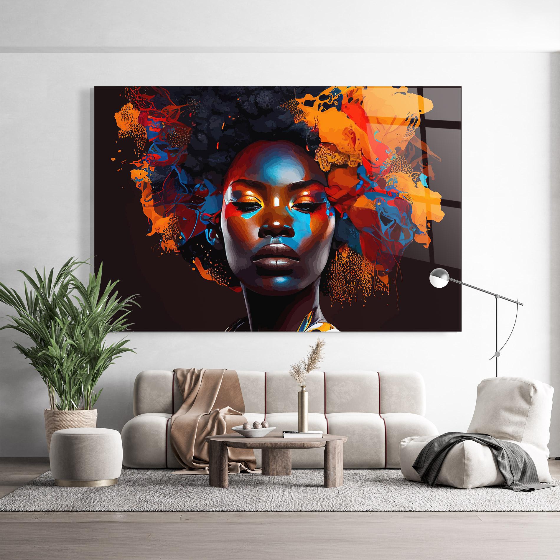 Tablou Sticla Africat Yellow Hair mockup 9