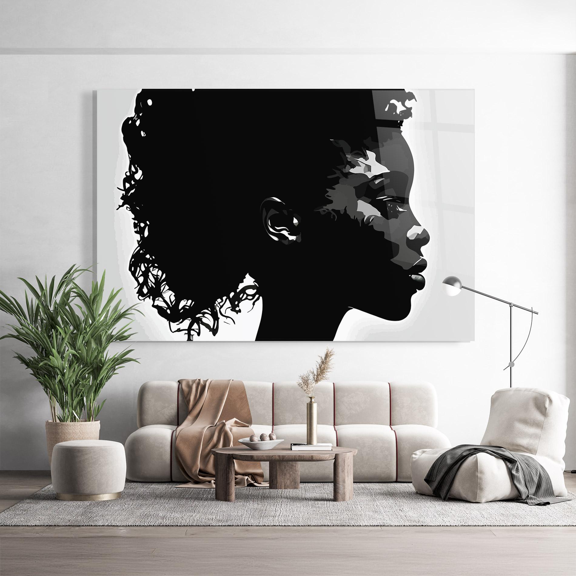 Tablou Sticla Black African Woman mockup 9
