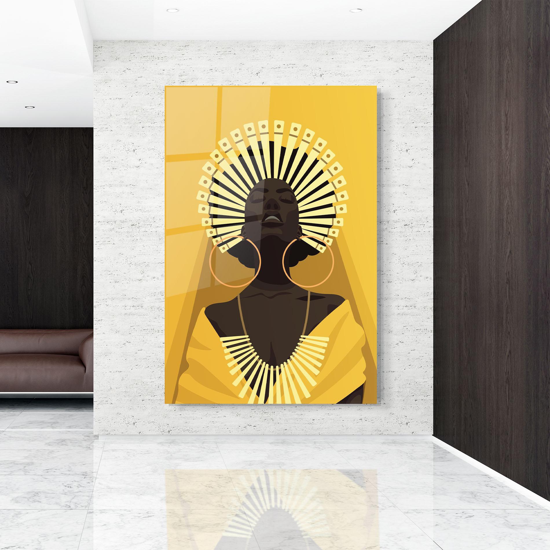 Tablou Sticla African Pretty Yellow mockup 9