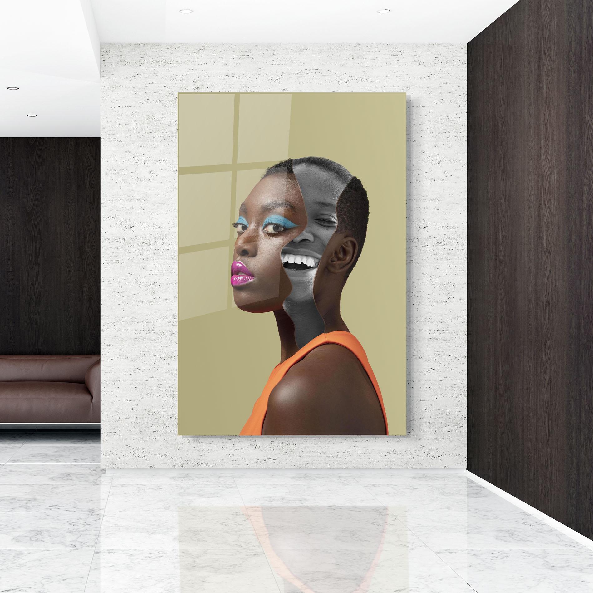 Tablou Sticla American Woman Collage mockup 9