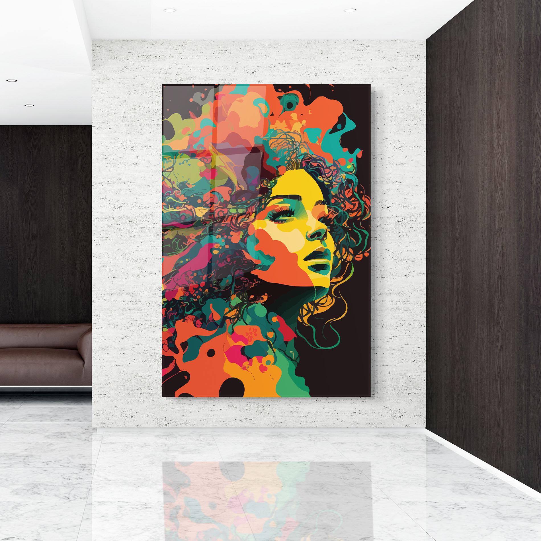 Tablou Sticla Colorful African Woman mockup 9