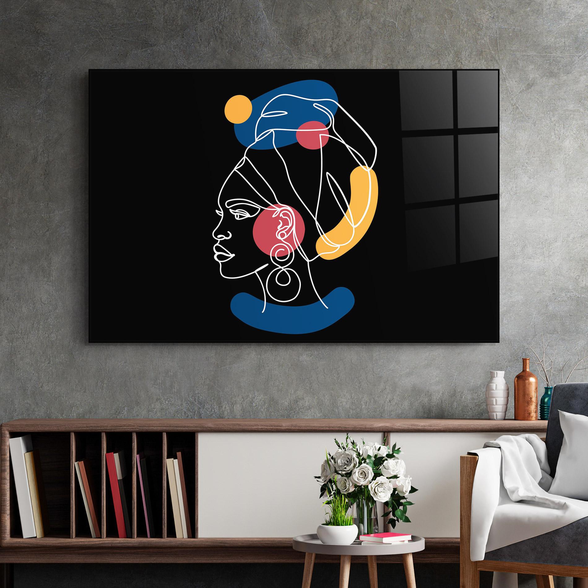 Tablou Sticla African Blue Yellow mockup 2