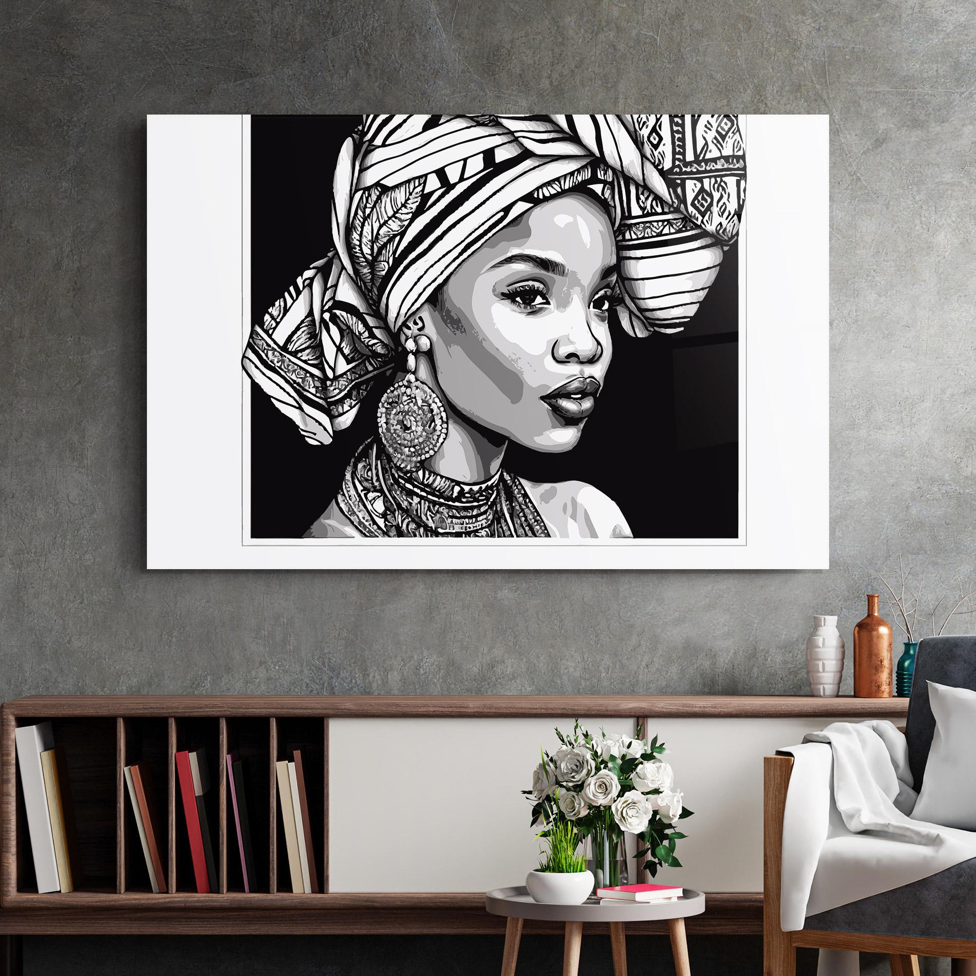 Tablou Sticla Beautiful African Lady mockup 2