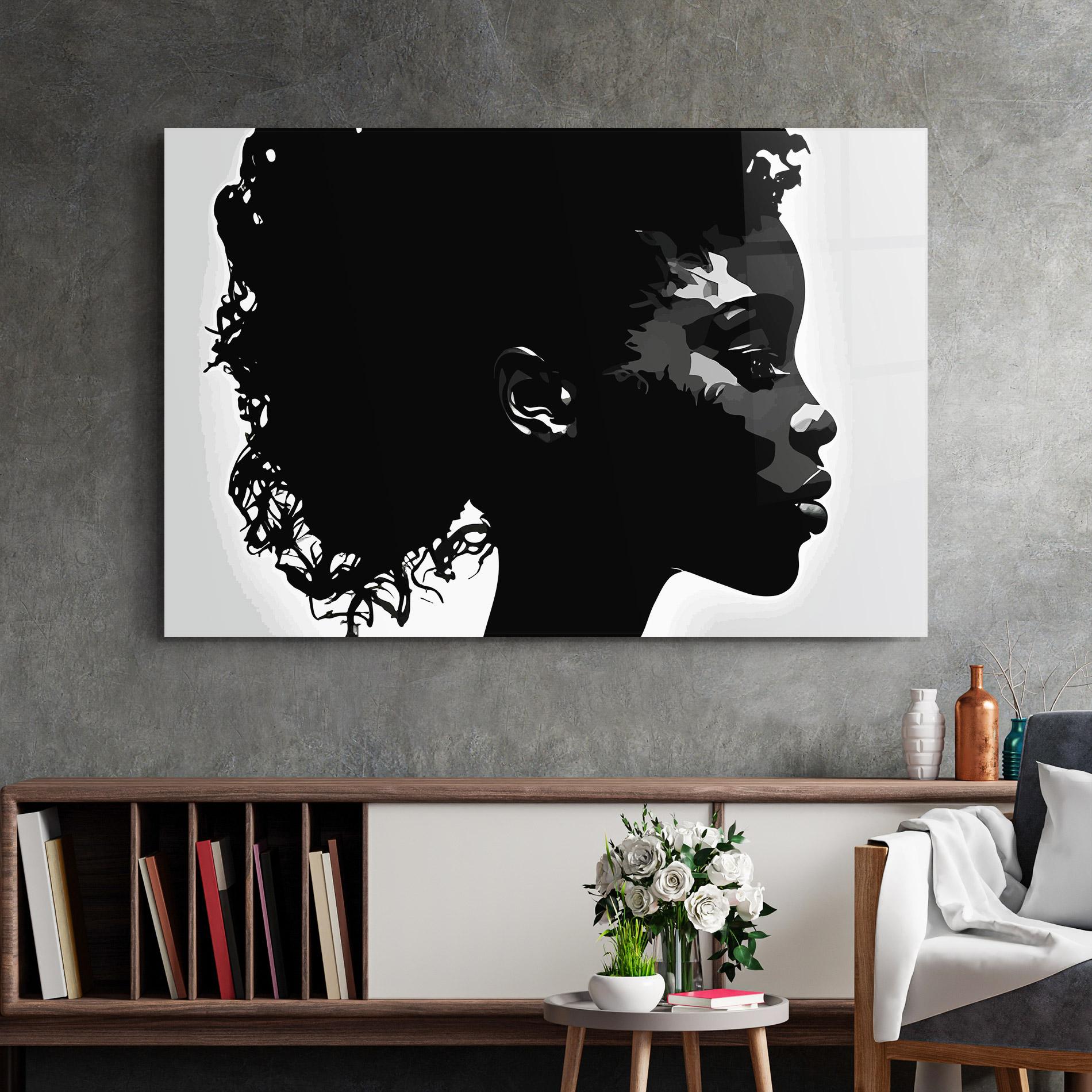 Tablou Sticla Black African Woman mockup 2