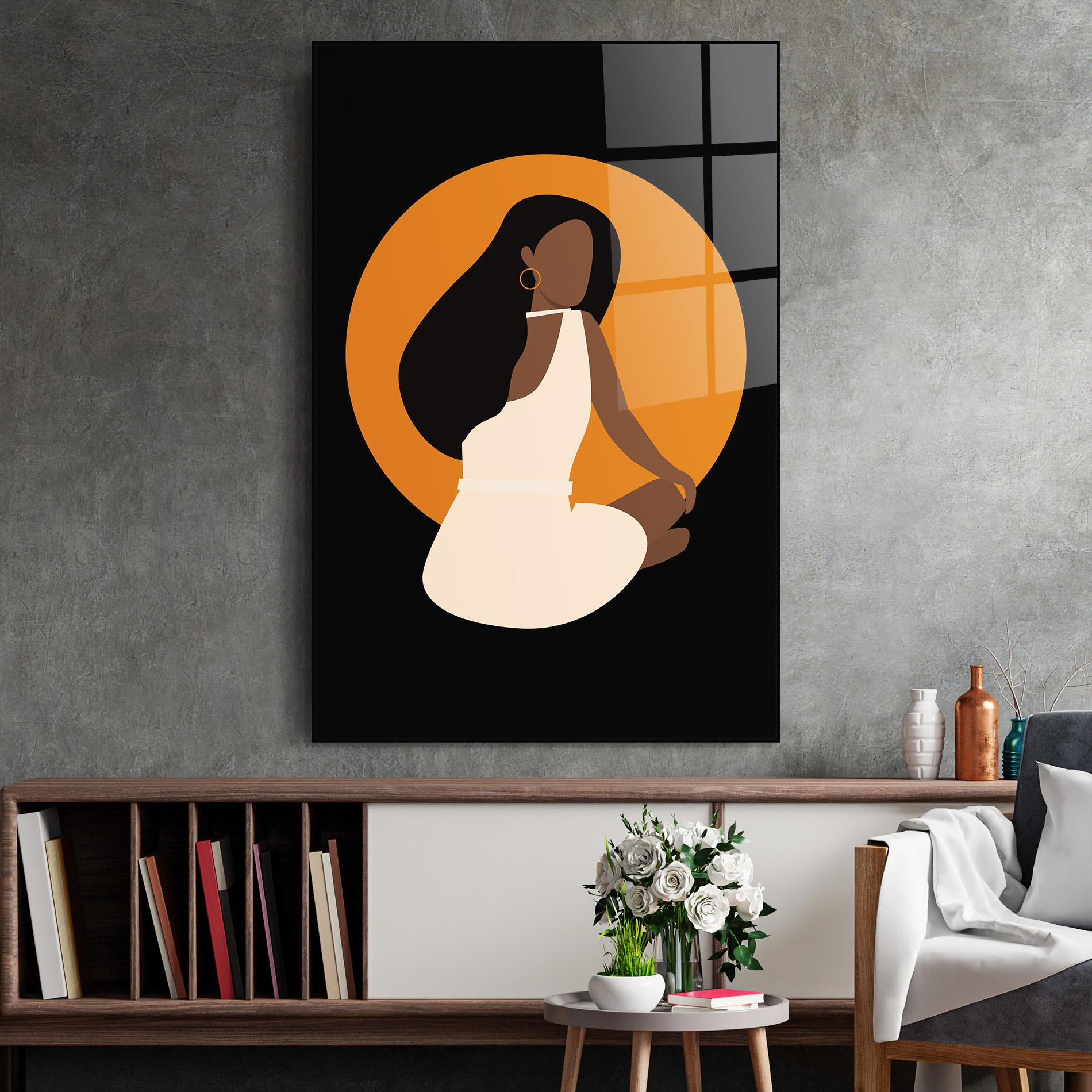 Tablou Sticla African White Dress mockup 2