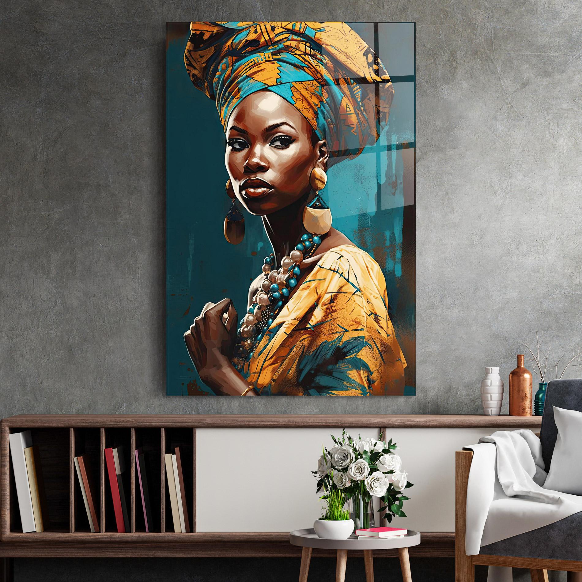 Tablou Sticla Azure Chic Woman mockup 2