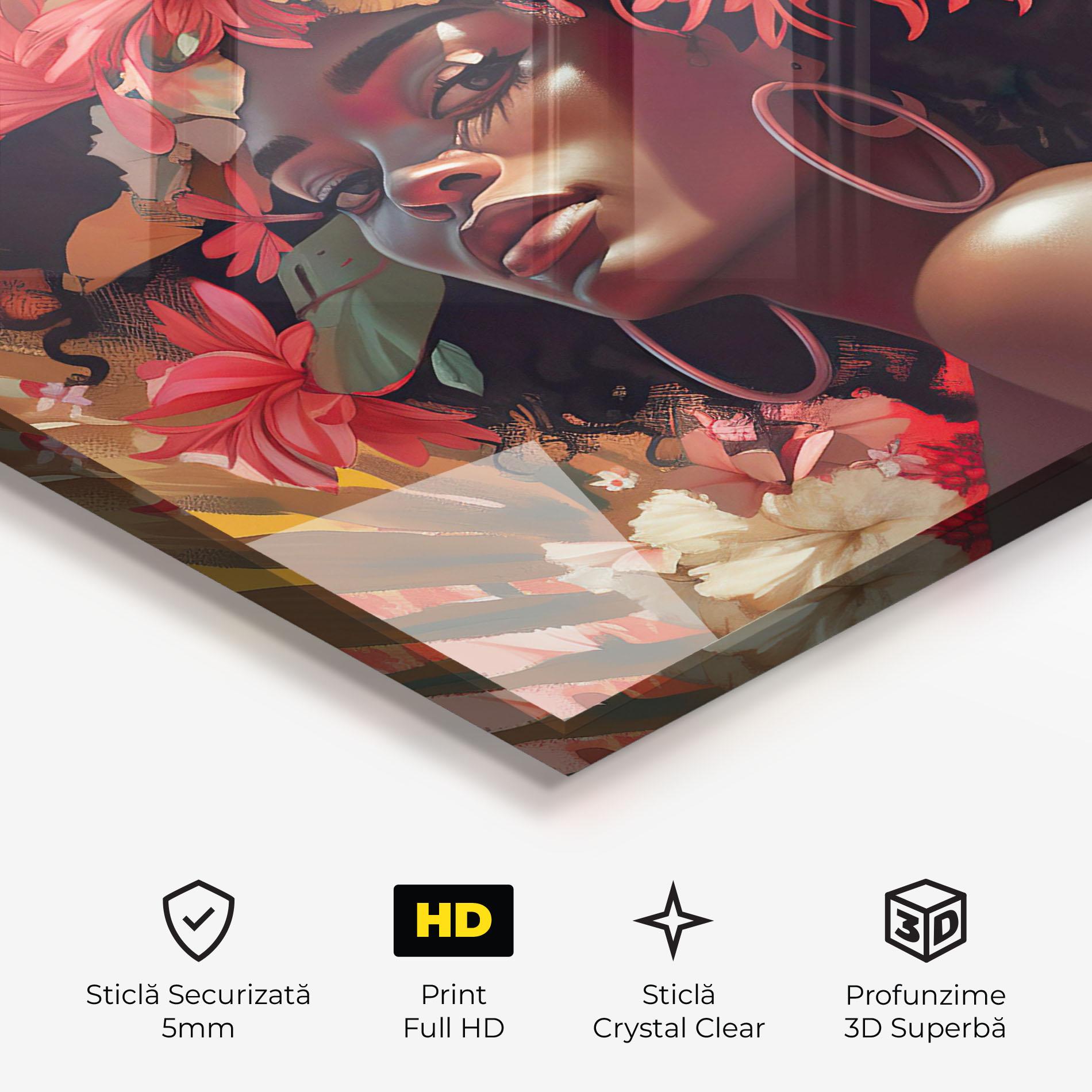 Tablou Sticla African Flower Woman mockup 3