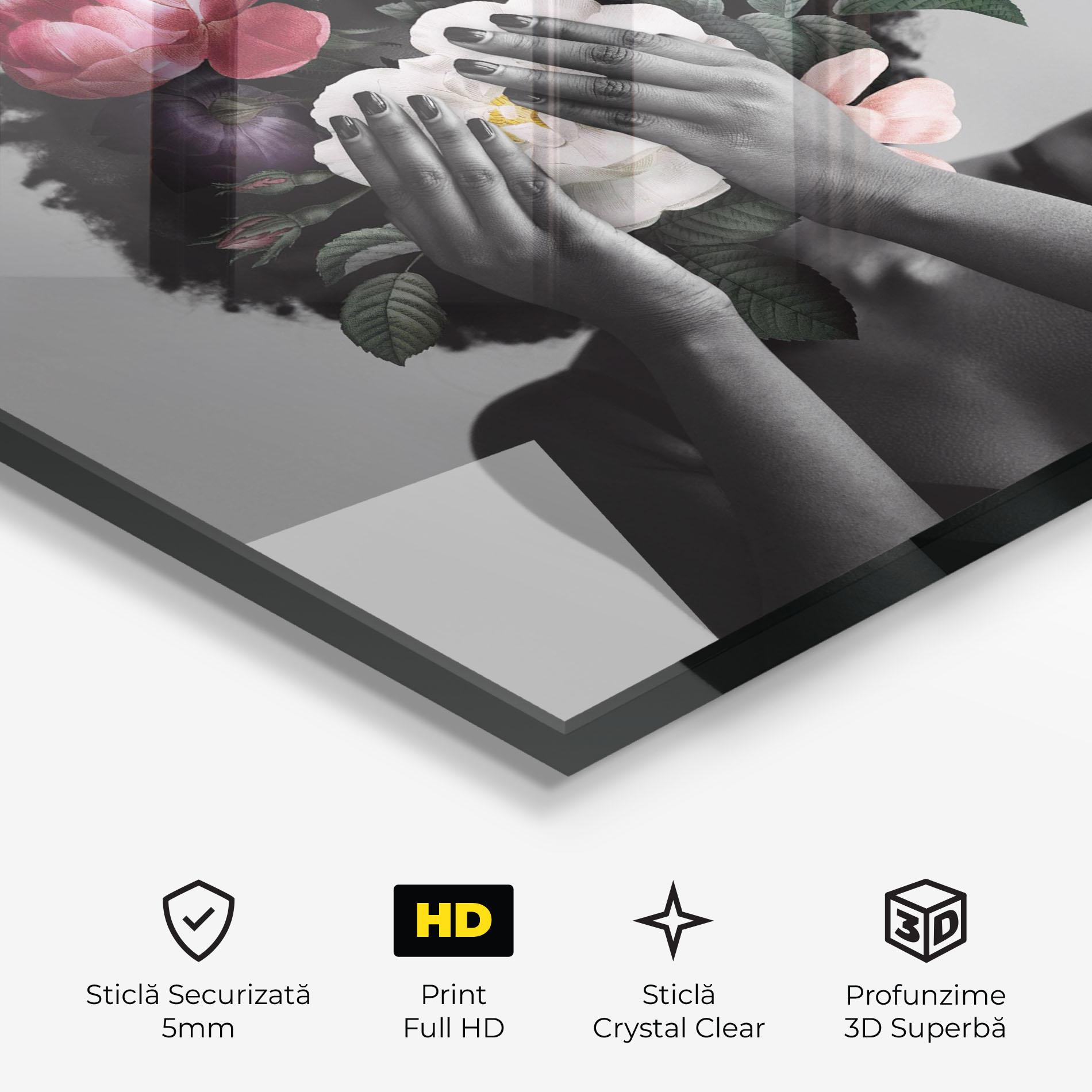 Tablou Sticla African Flowers Woman mockup 3