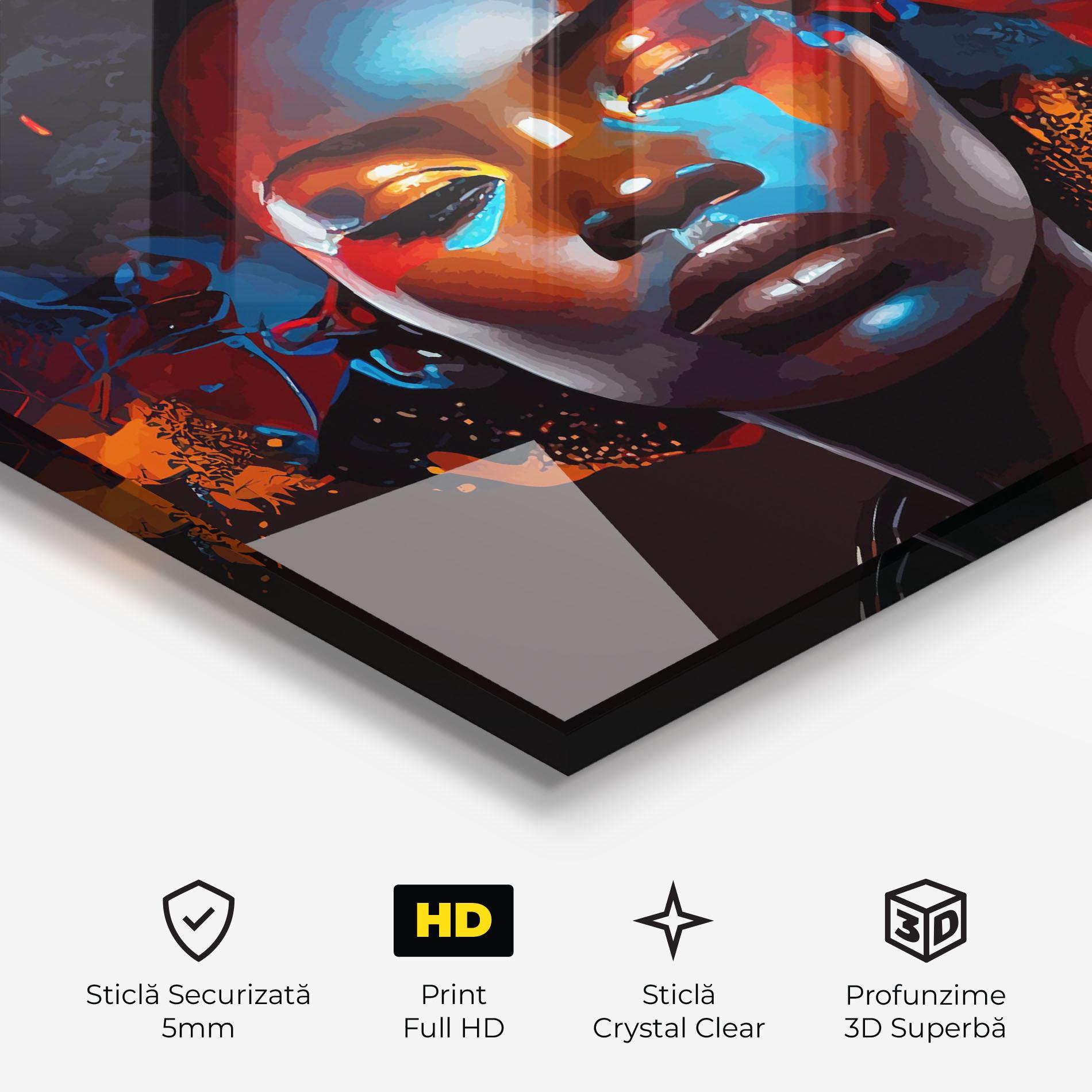 Tablou Sticla Africat Yellow Hair mockup 3