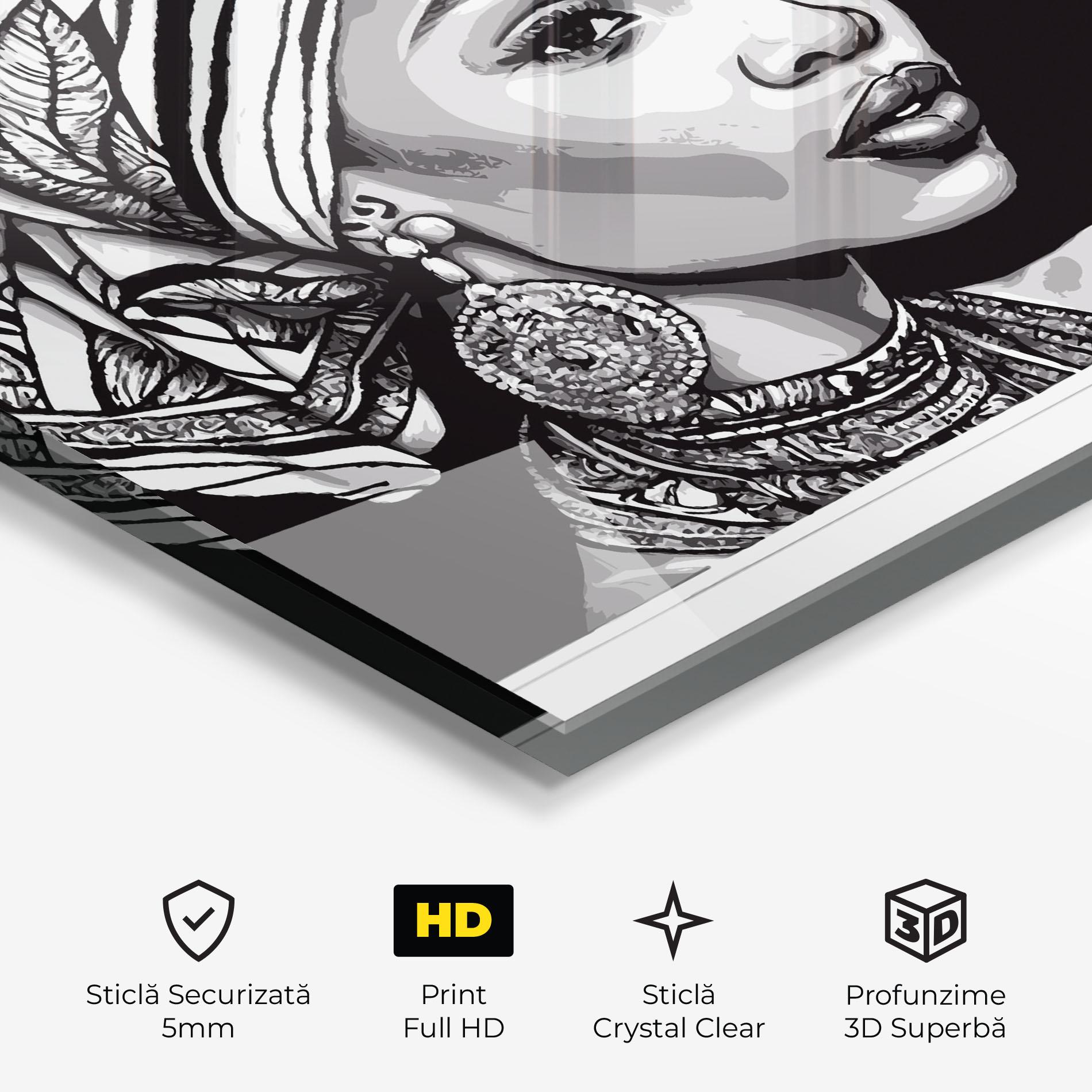 Tablou Sticla Beautiful African Lady mockup 3