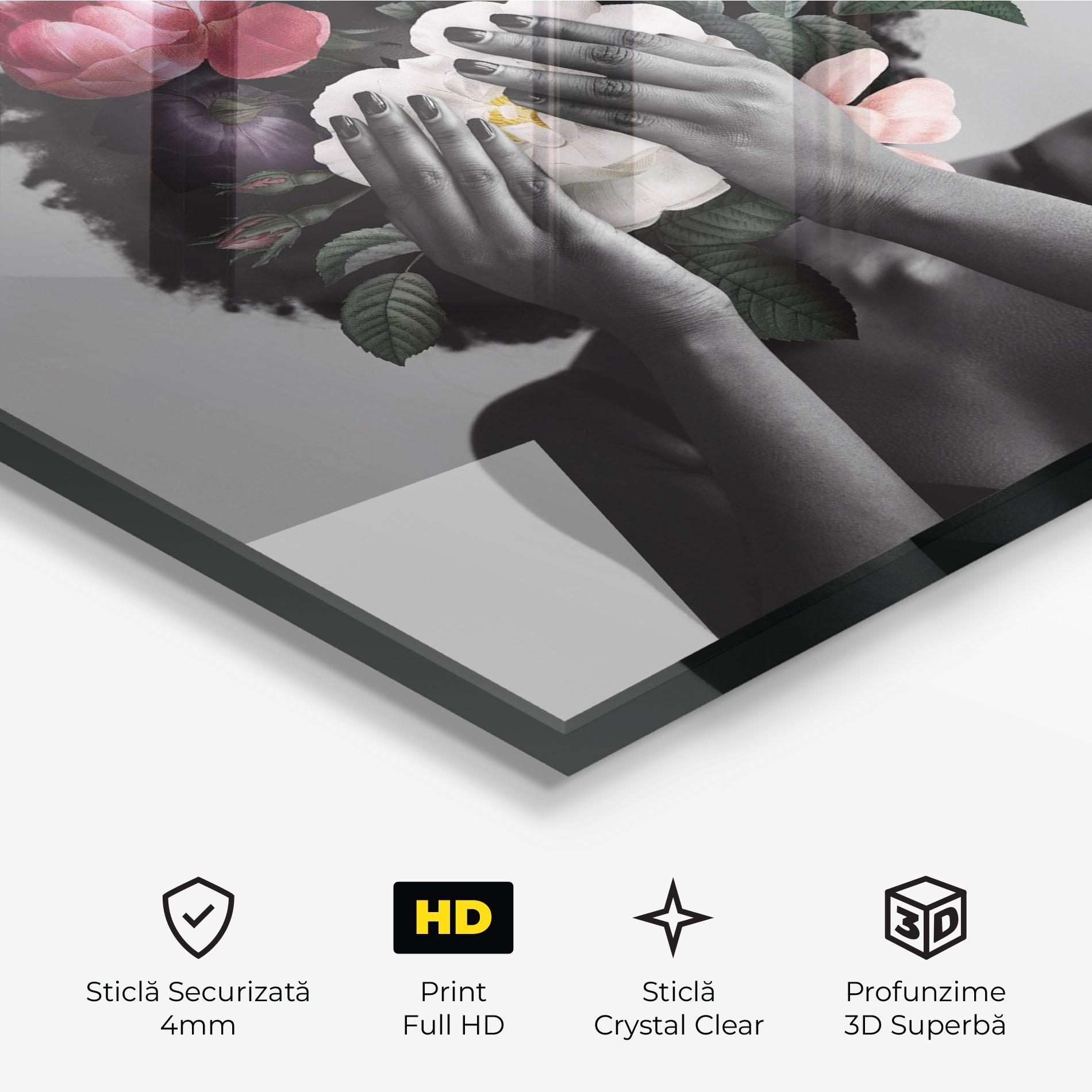 Tablou Sticla African Flowers Woman mockup 3